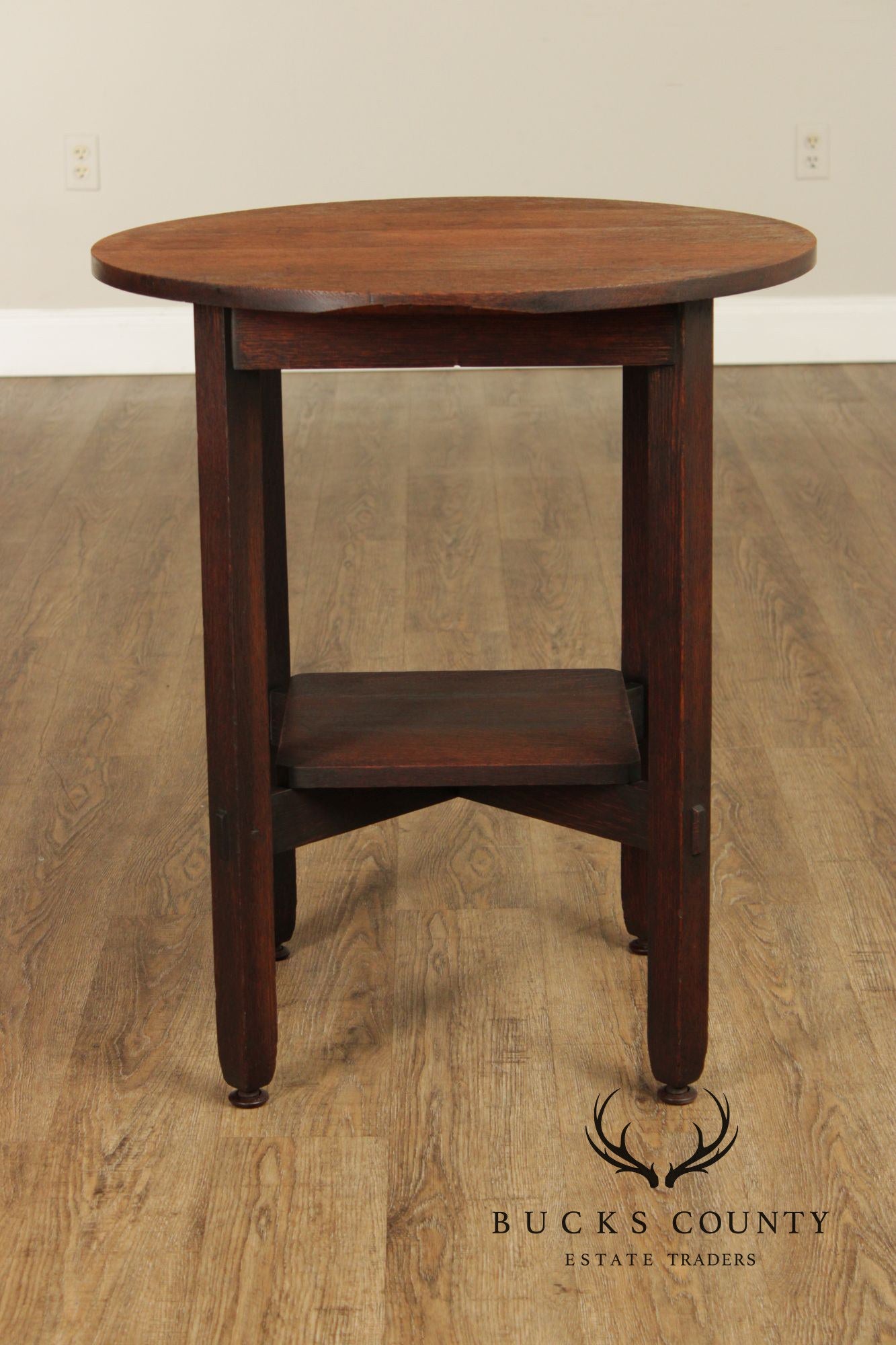 Stickley Brothers Antique Mission Oak Round Lamp Table