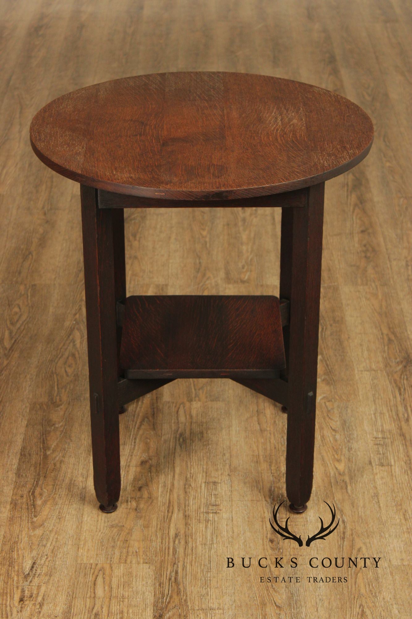 Stickley Brothers Antique Mission Oak Round Lamp Table
