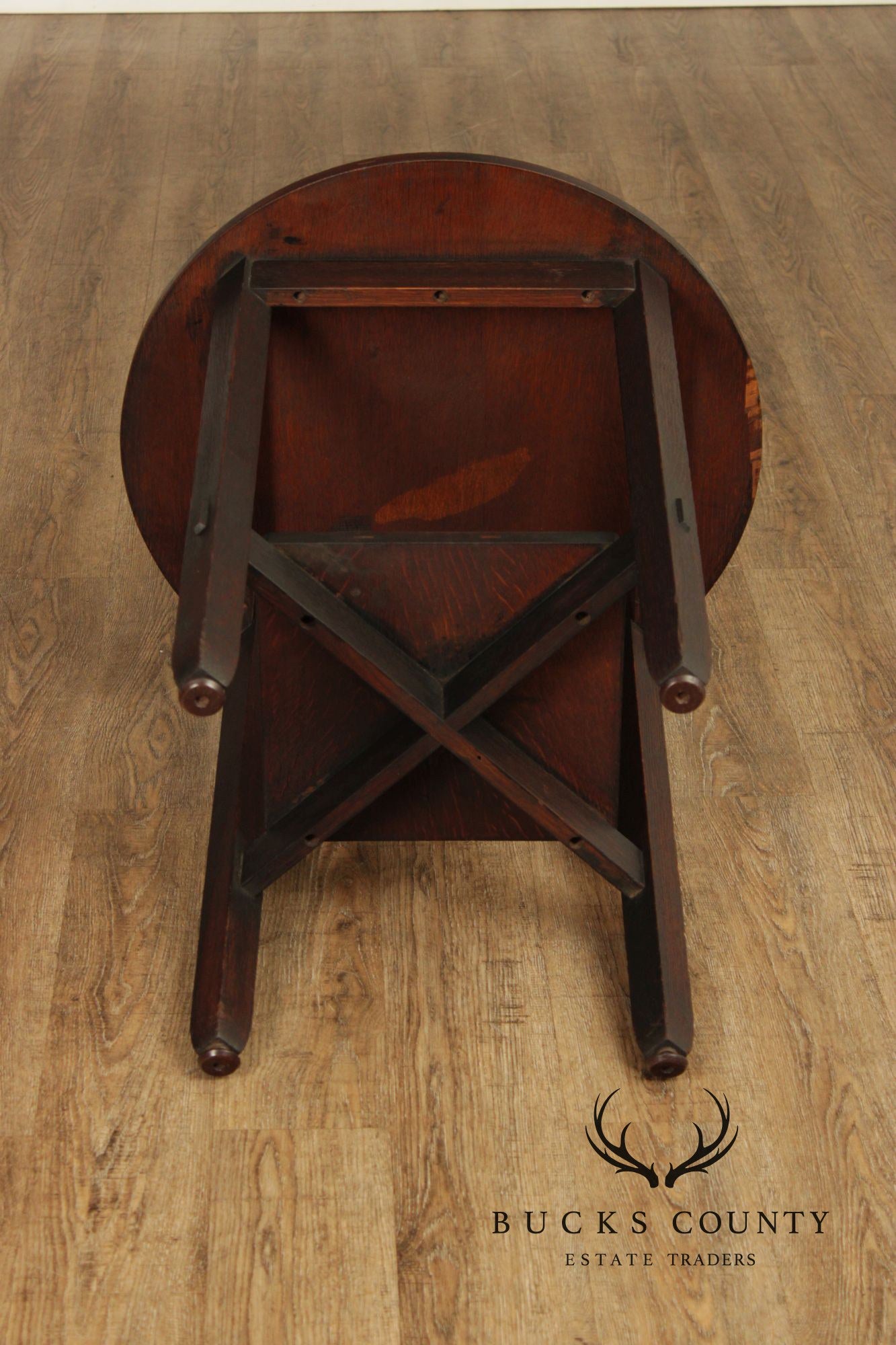 Stickley Brothers Antique Mission Oak Round Lamp Table