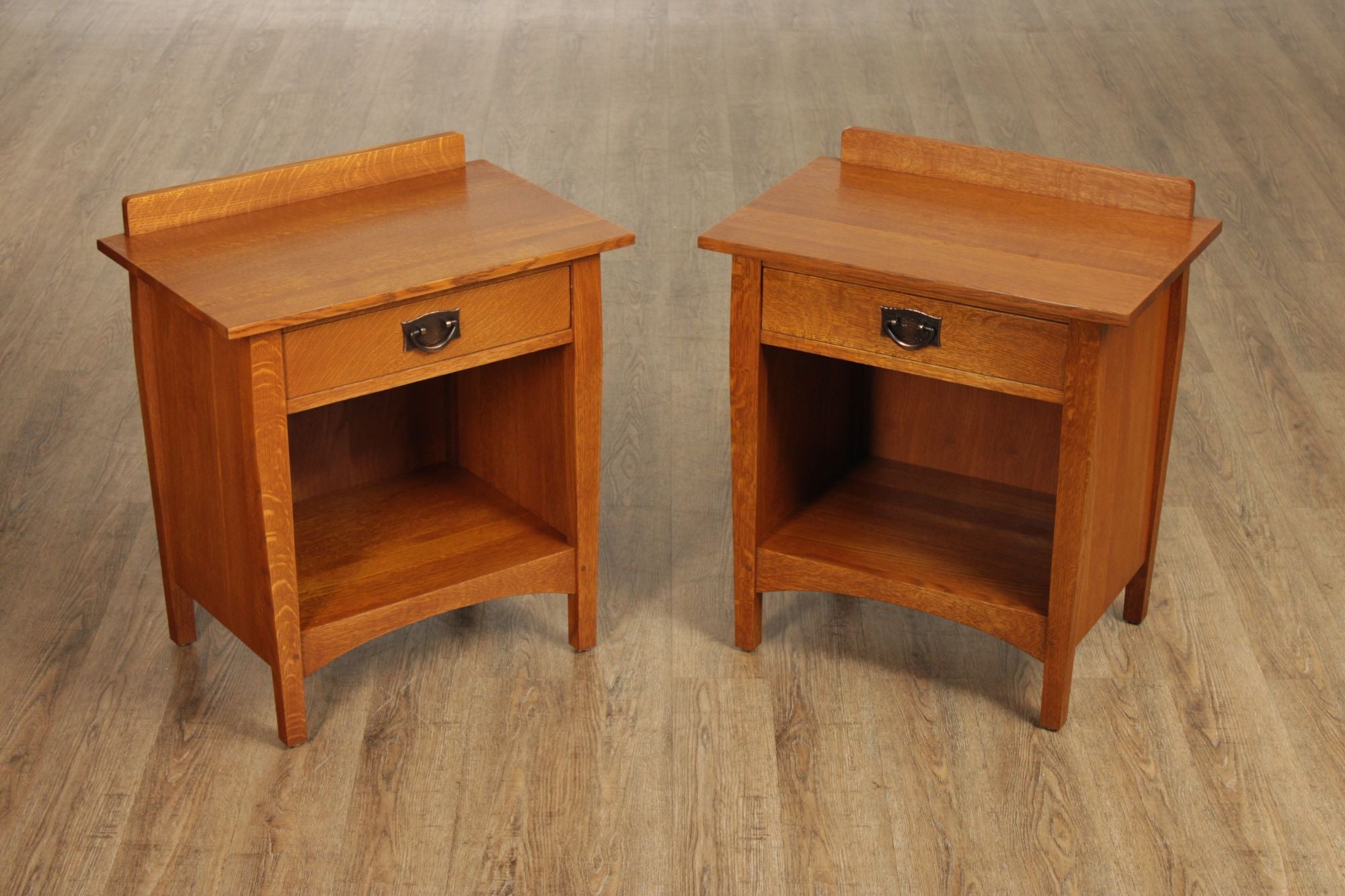 Stickley Mission Collection Pair Of Oak Open Nightstands