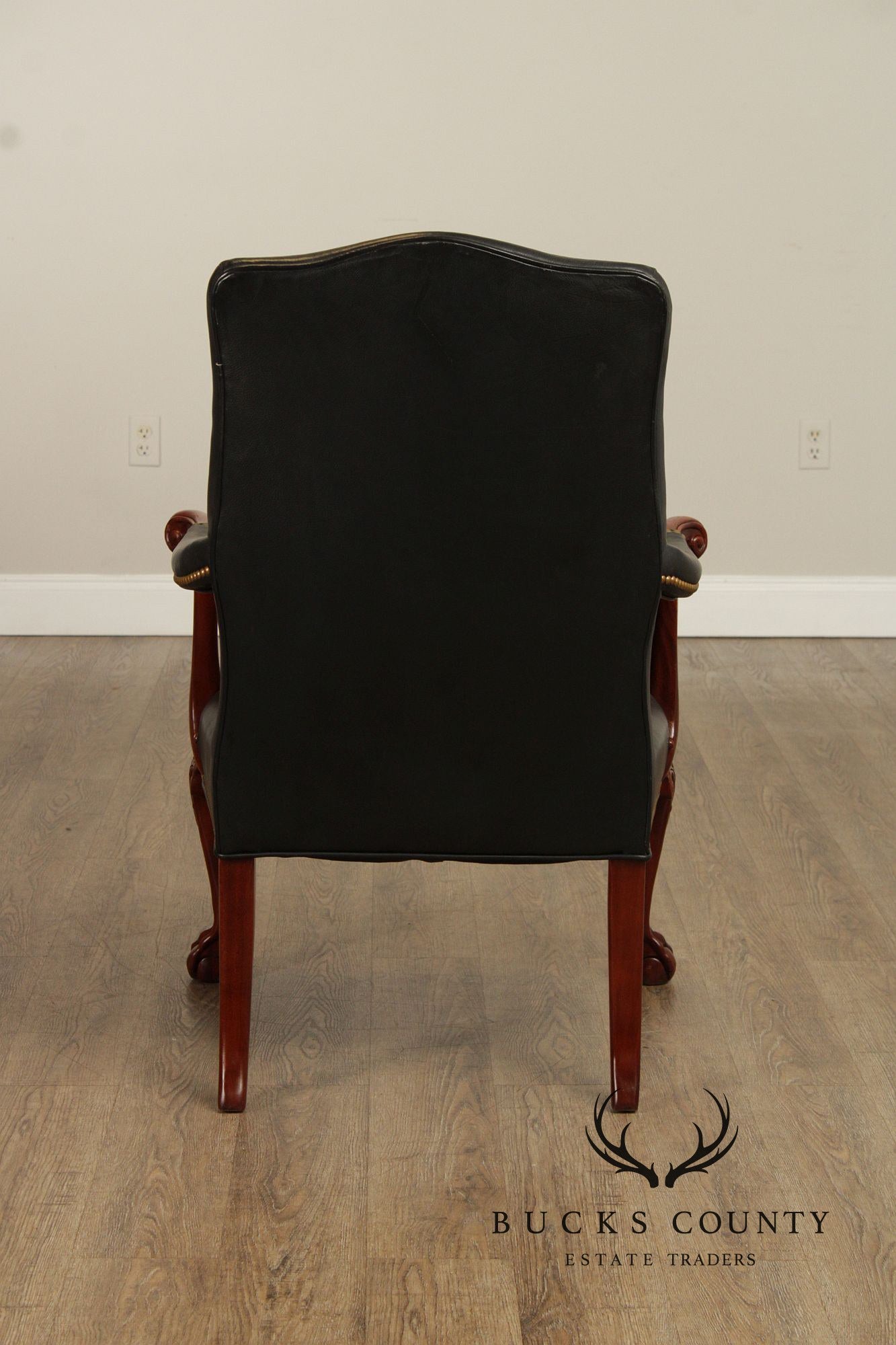 Hickory Chair Georgian Style Leather Library Armchair