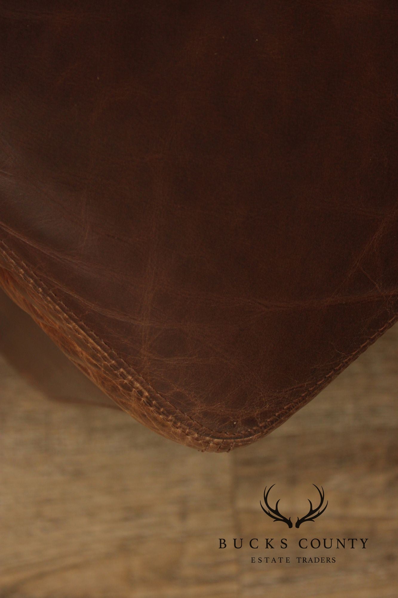 Quality Pair Of Brown Leather Banquette Benches