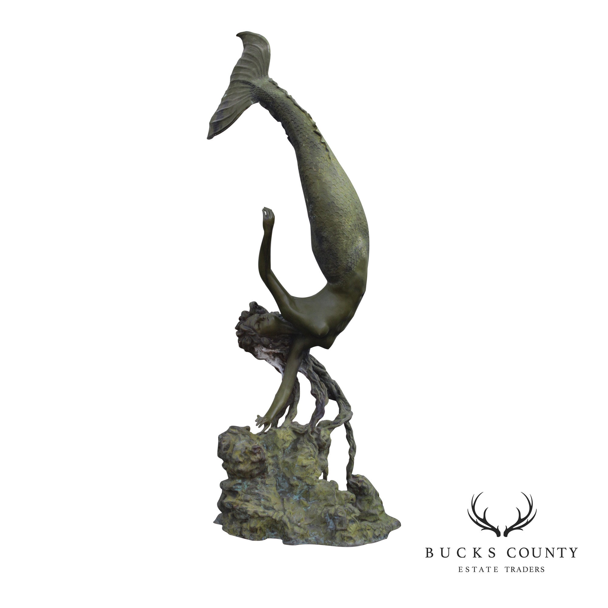 Art d' Frans Monumental Bronze Mermaid Garden Statue