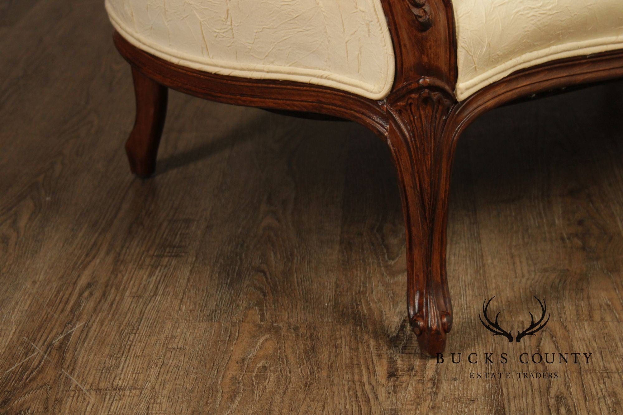 French Louis XV Style Pair Of Carved Frame Loveseat Settees