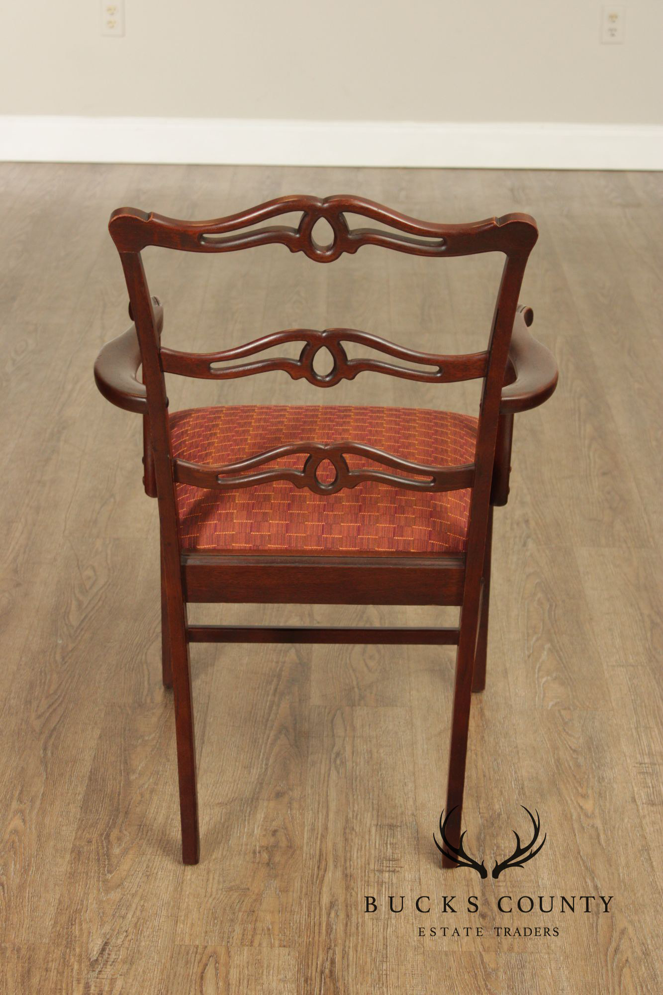 1940's Georgian Style Mahogany Ribbon Back Armchair