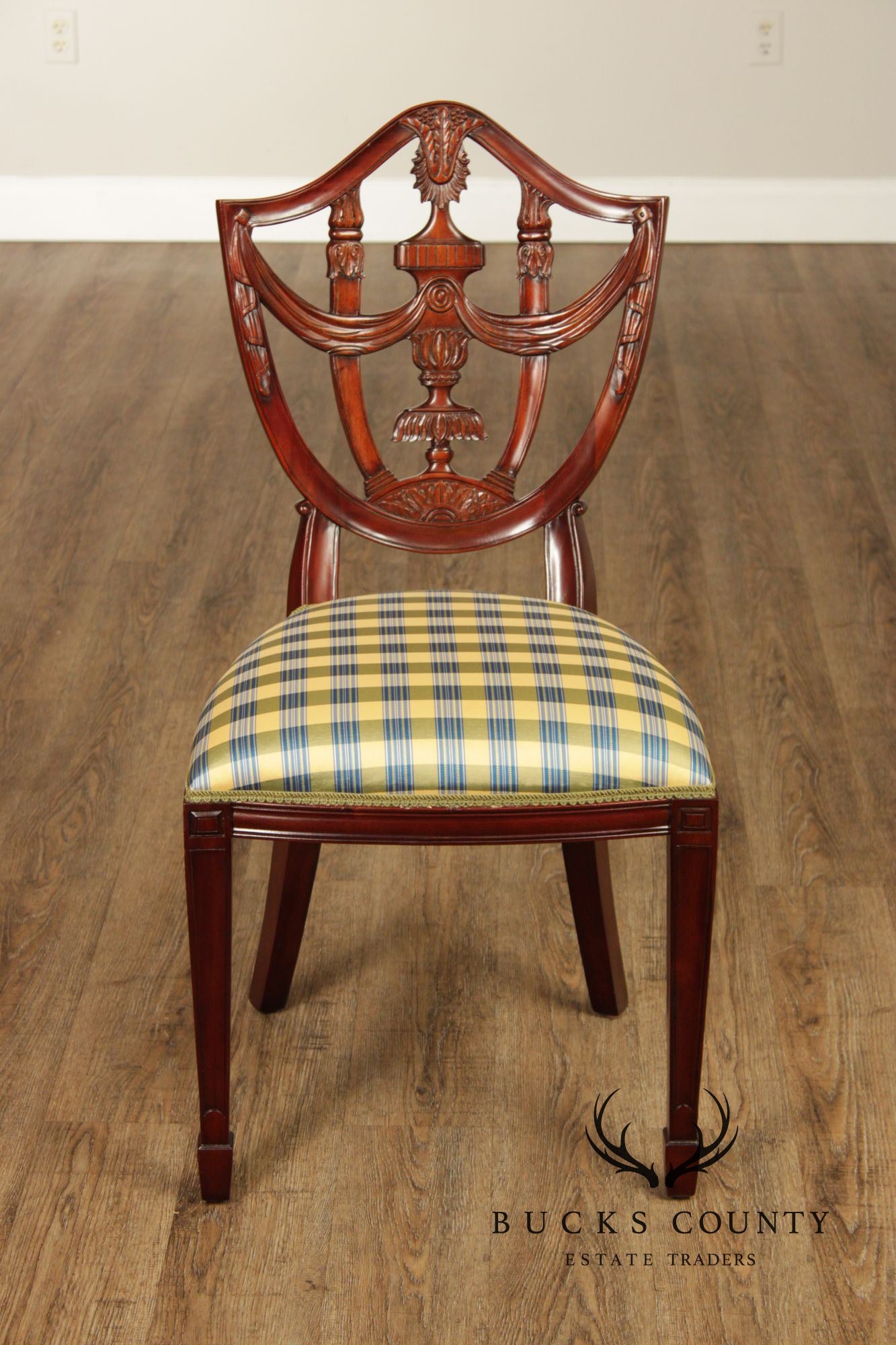 Maitland Smith  Hepplewhite Style Set Of Seven Shield Back Mahogany Dining Chairs