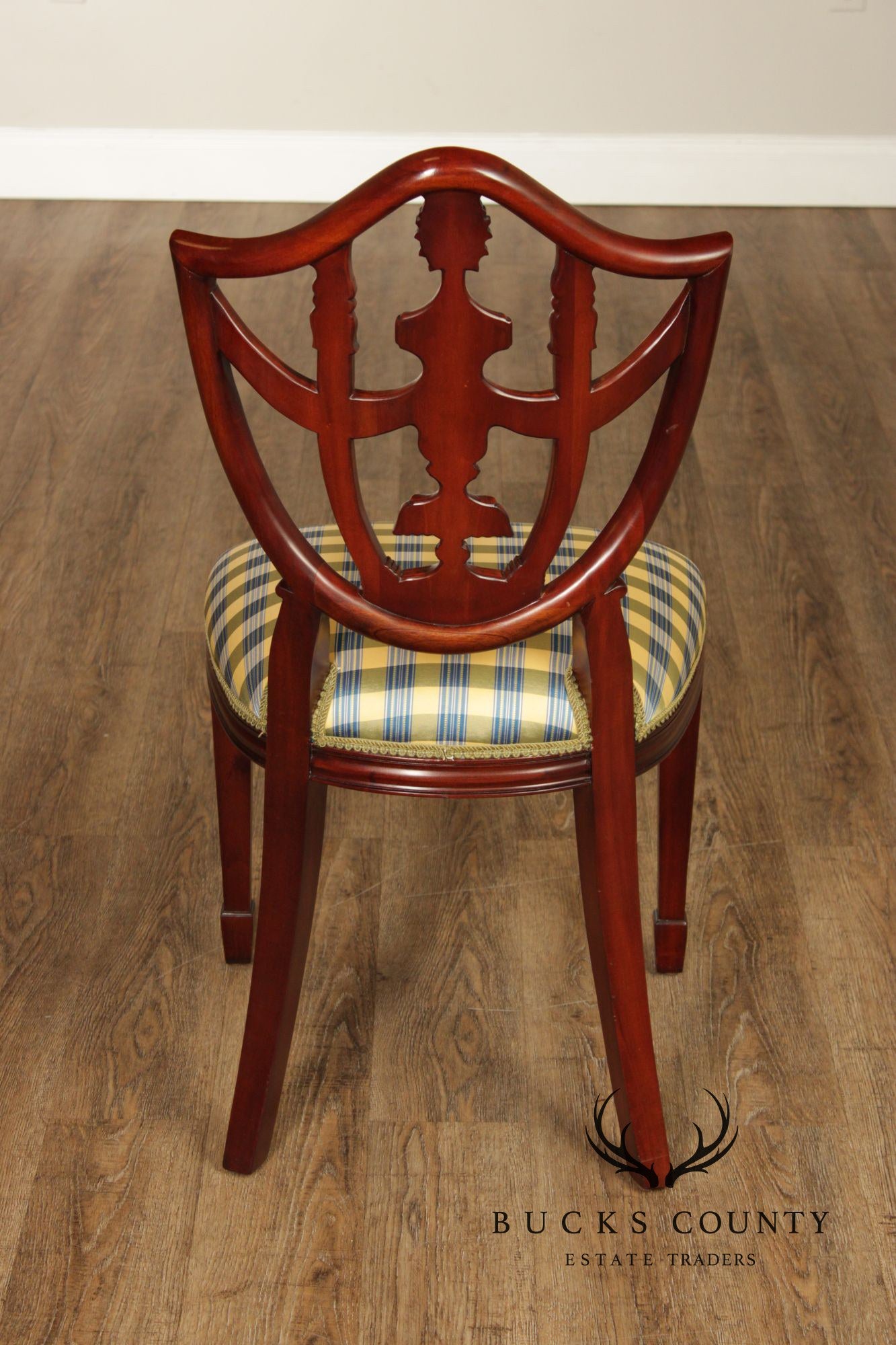 Maitland Smith  Hepplewhite Style Set Of Seven Shield Back Mahogany Dining Chairs