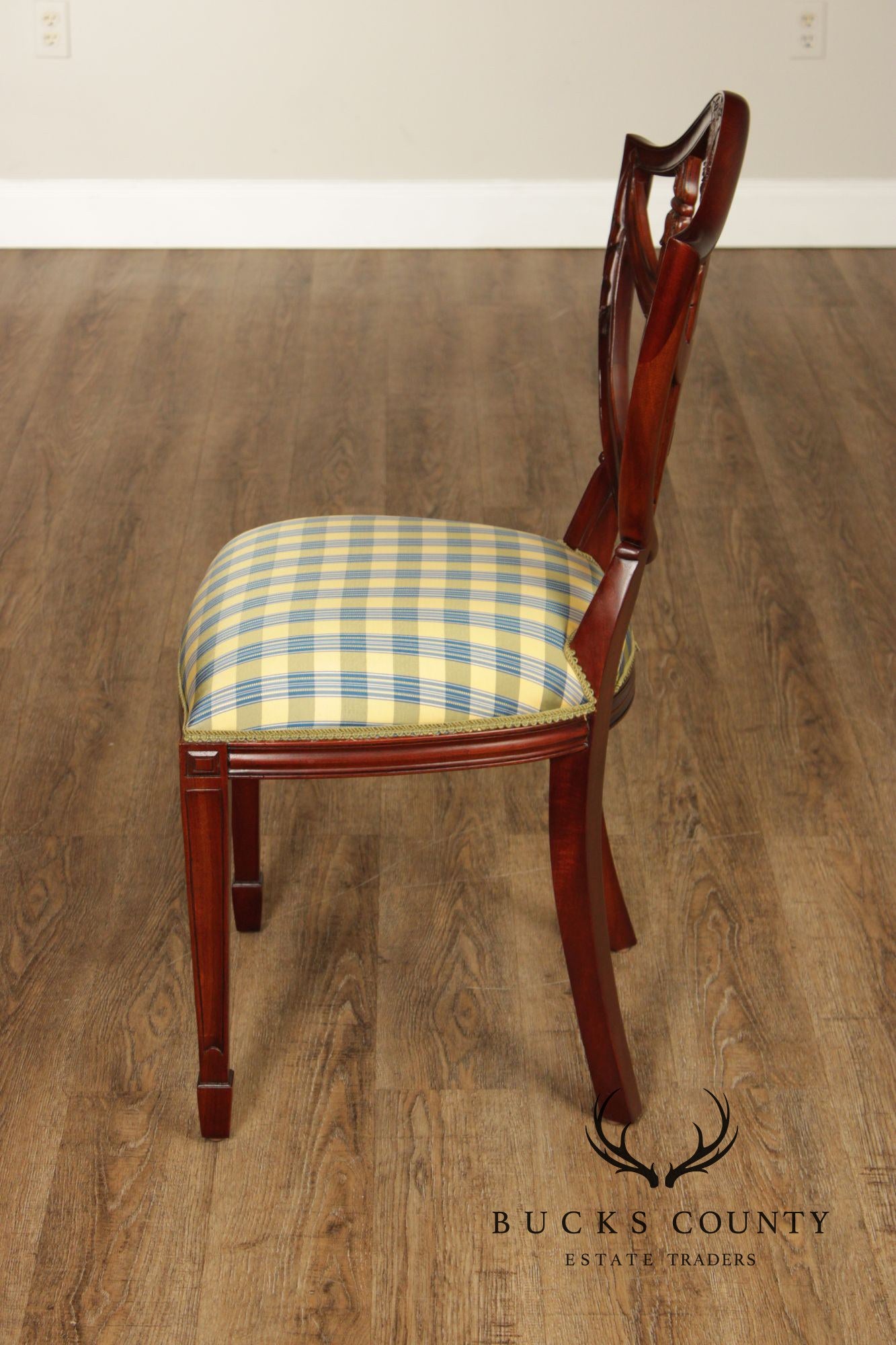 Maitland Smith  Hepplewhite Style Set Of Seven Shield Back Mahogany Dining Chairs