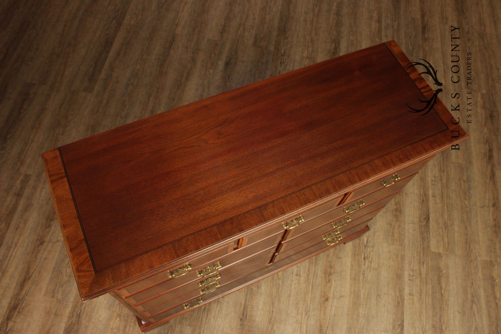 Georgian Style Banded Mahogany Tall Dresser