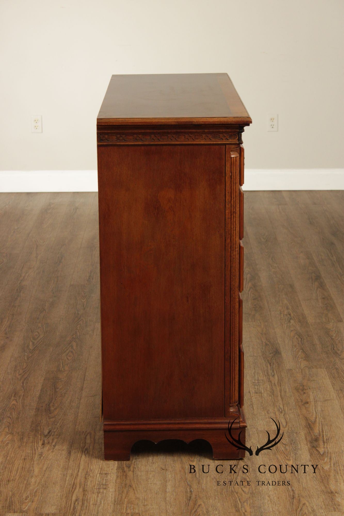 Georgian Style Banded Mahogany Tall Dresser