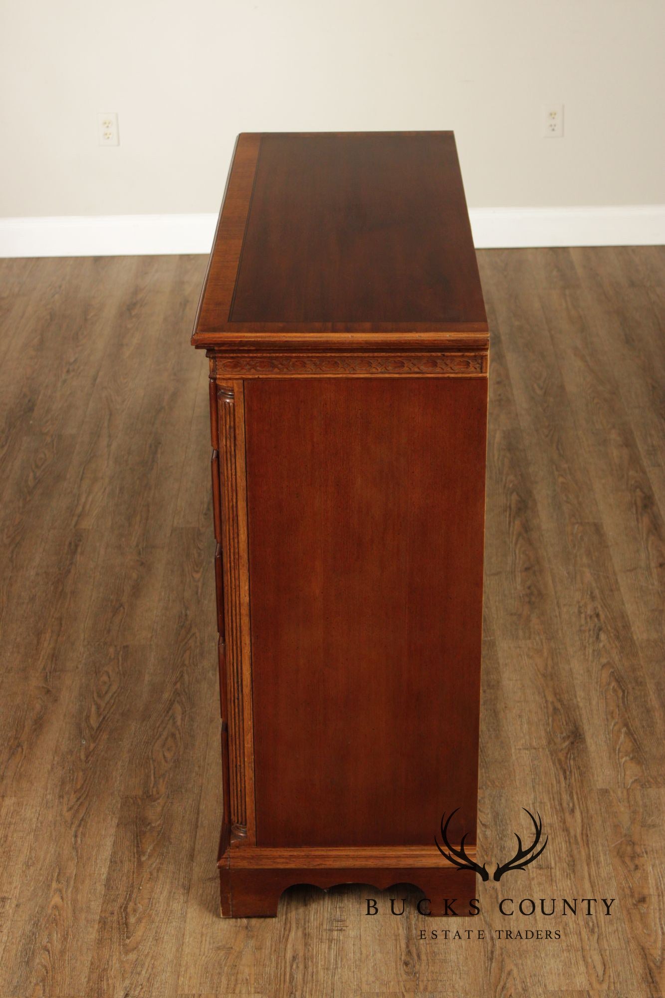 Georgian Style Banded Mahogany Tall Dresser