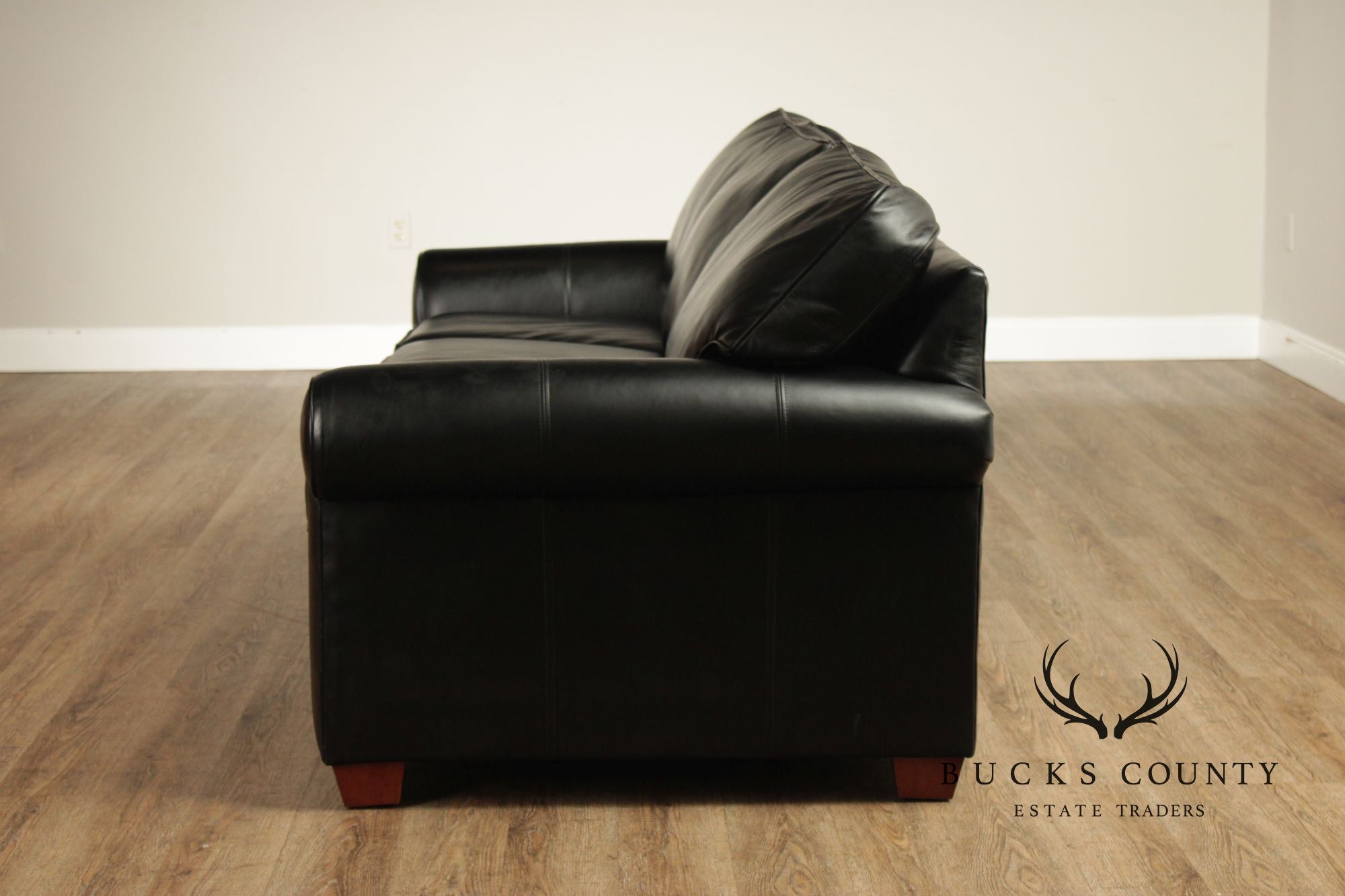 Ethan Allen Black Leather 'Bennett' Sofa