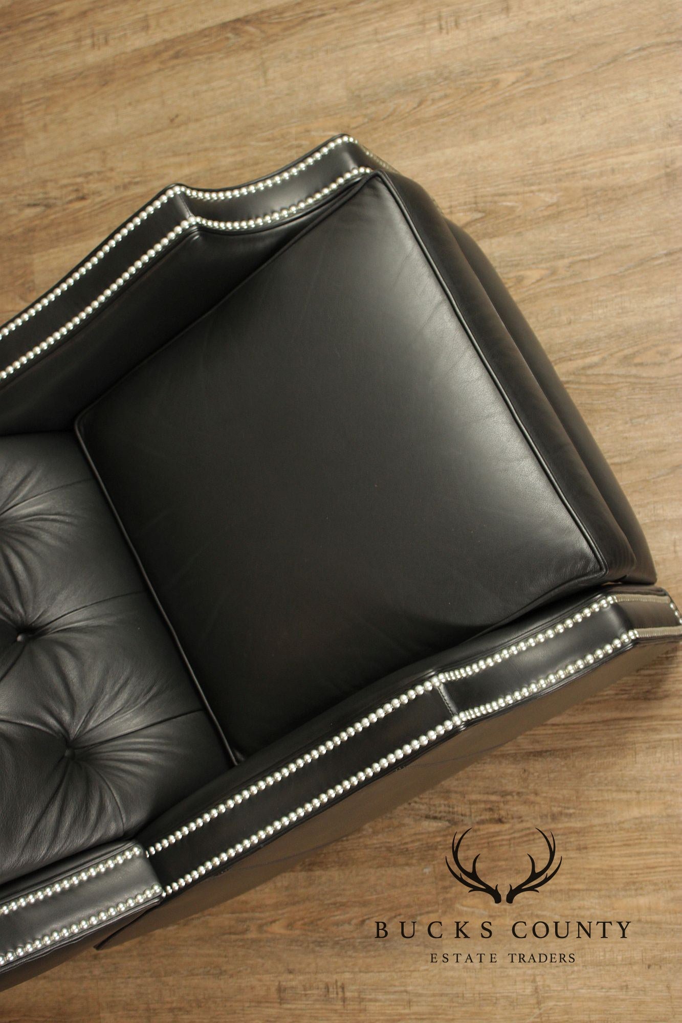 Ethan Allen Pair Modern Black Leather Recliner Lounge Chairs