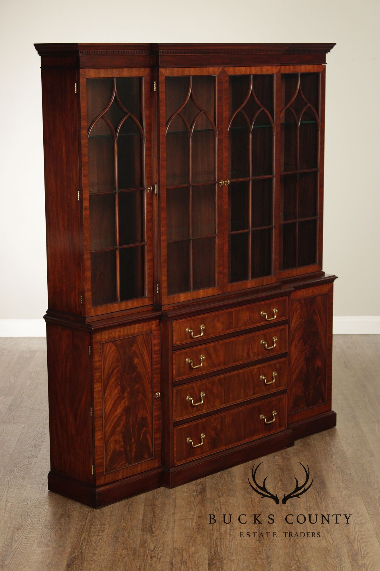 Henkel Harris Georgian Style Large Mahogany Breakfront