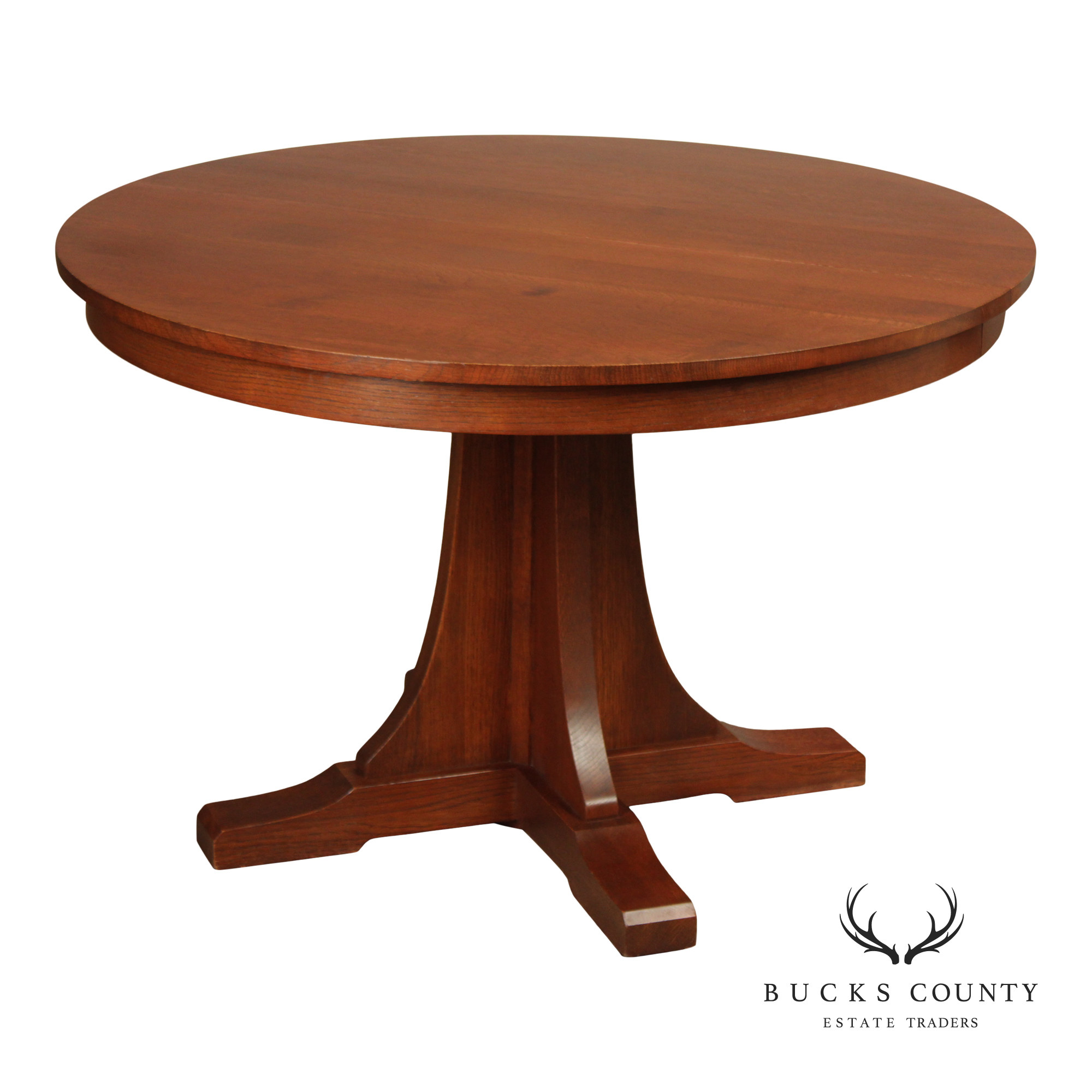 Stickley Mission Collection Round Oak Expandable Dining Table