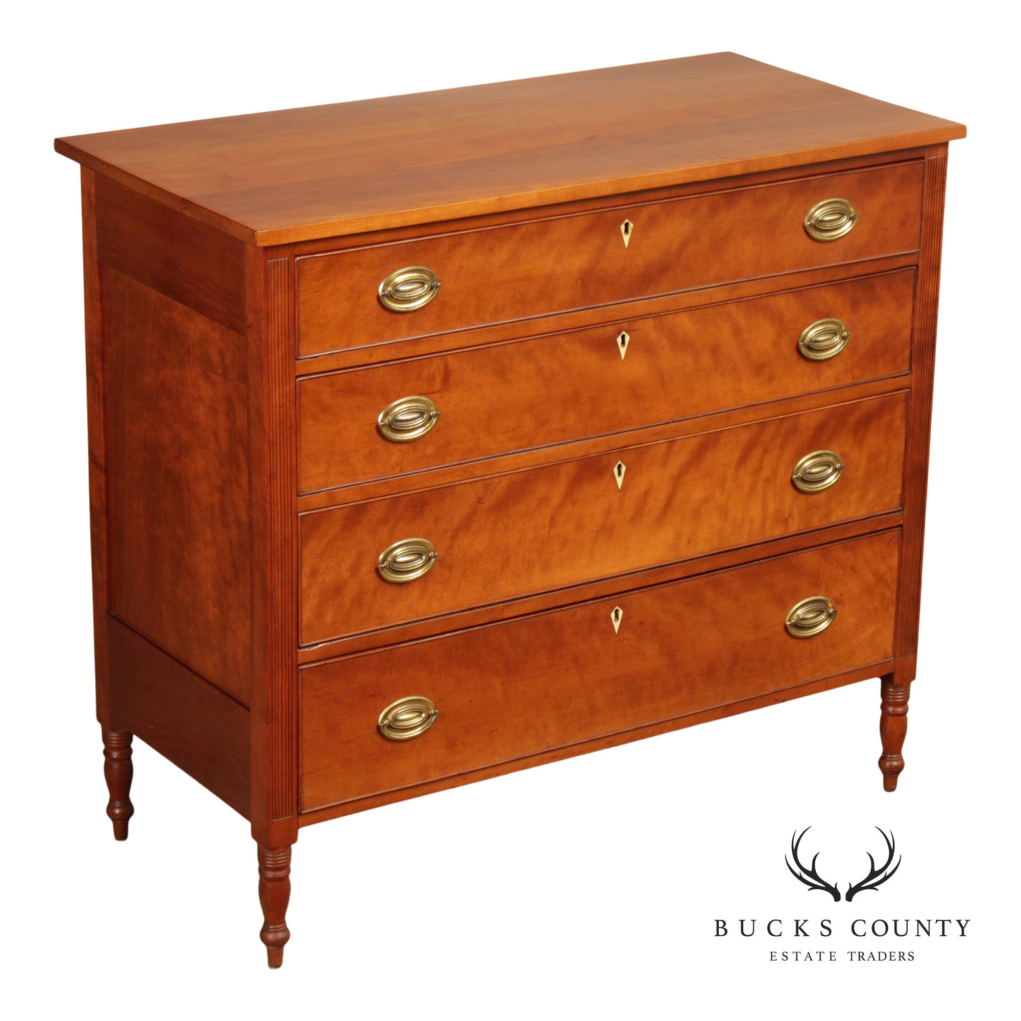 Antique American Federal Period Cherry Four Drawer Chest or Bureau