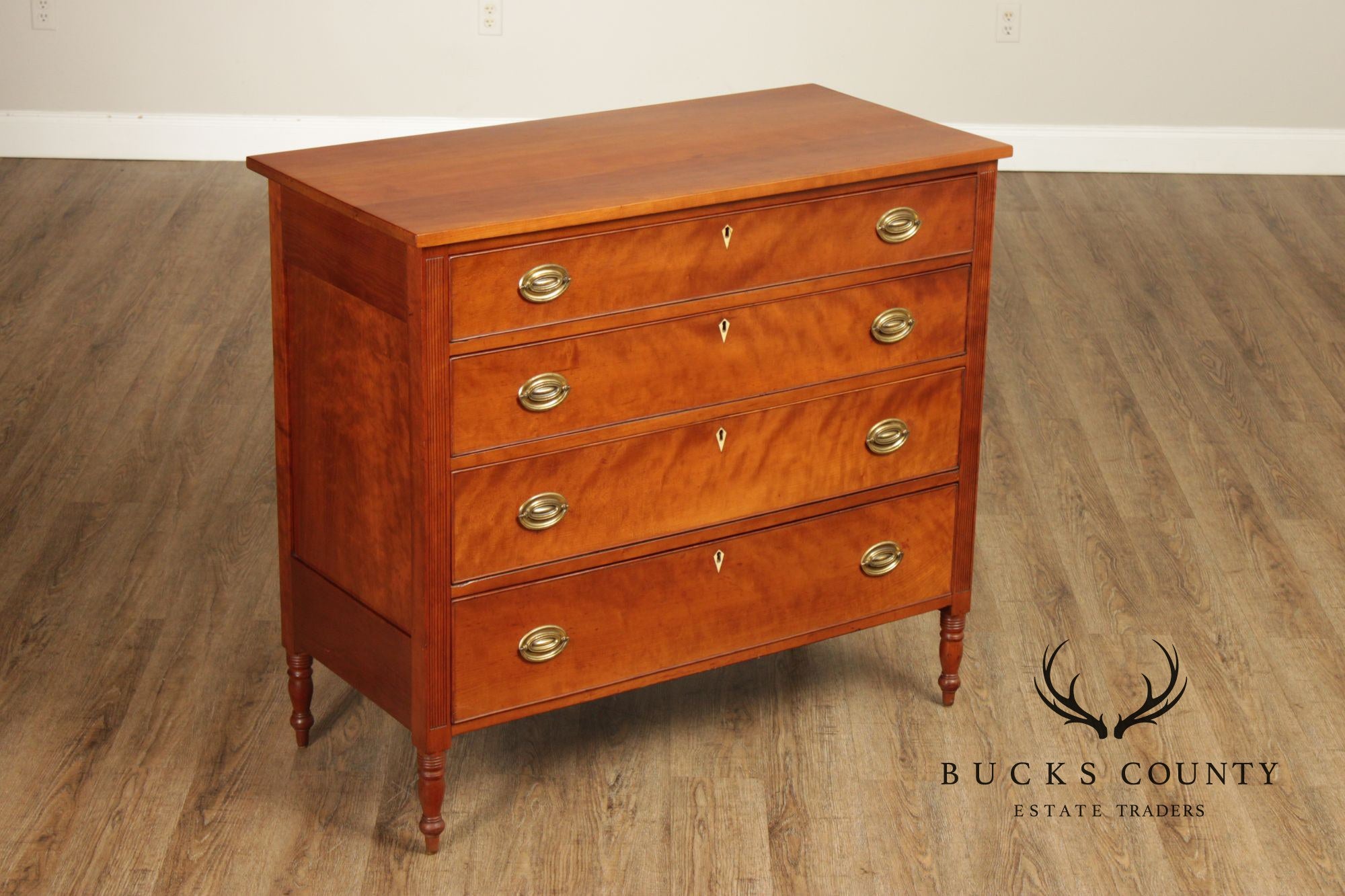 Antique American Federal Period Cherry Four Drawer Chest or Bureau
