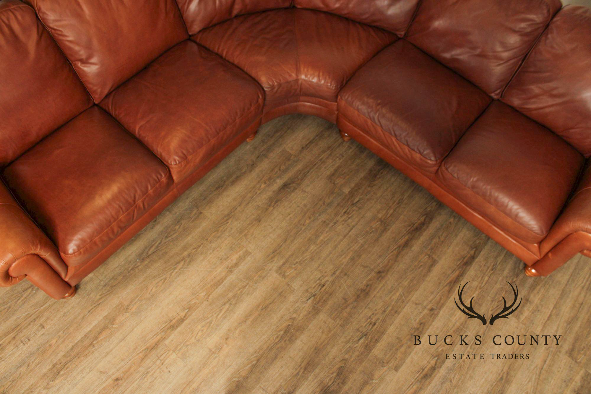 Natuzzi Brown Leather Three-PIece Sectional Sofa with Ottoman
