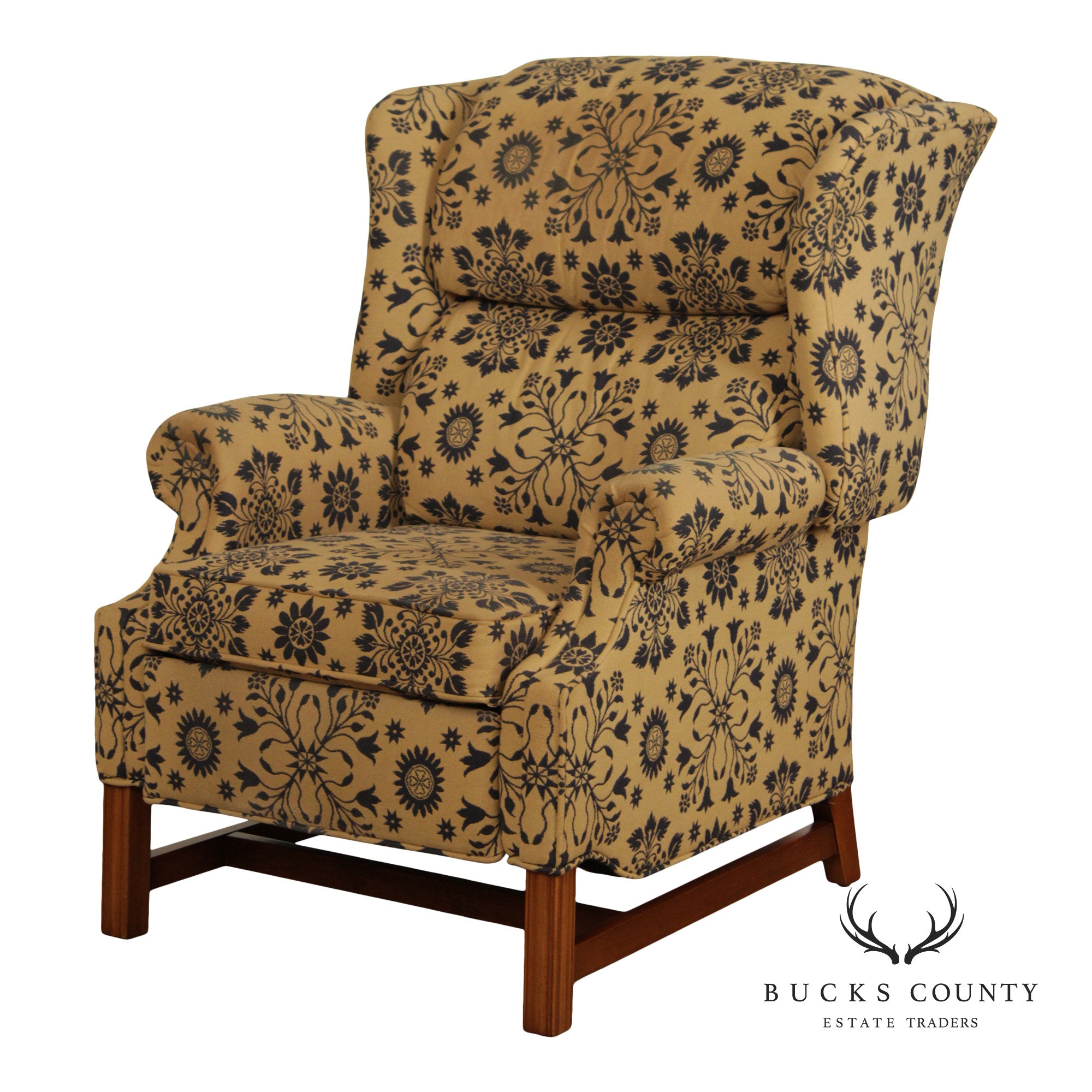 Floral Upholstered Wingback Recliner Chair