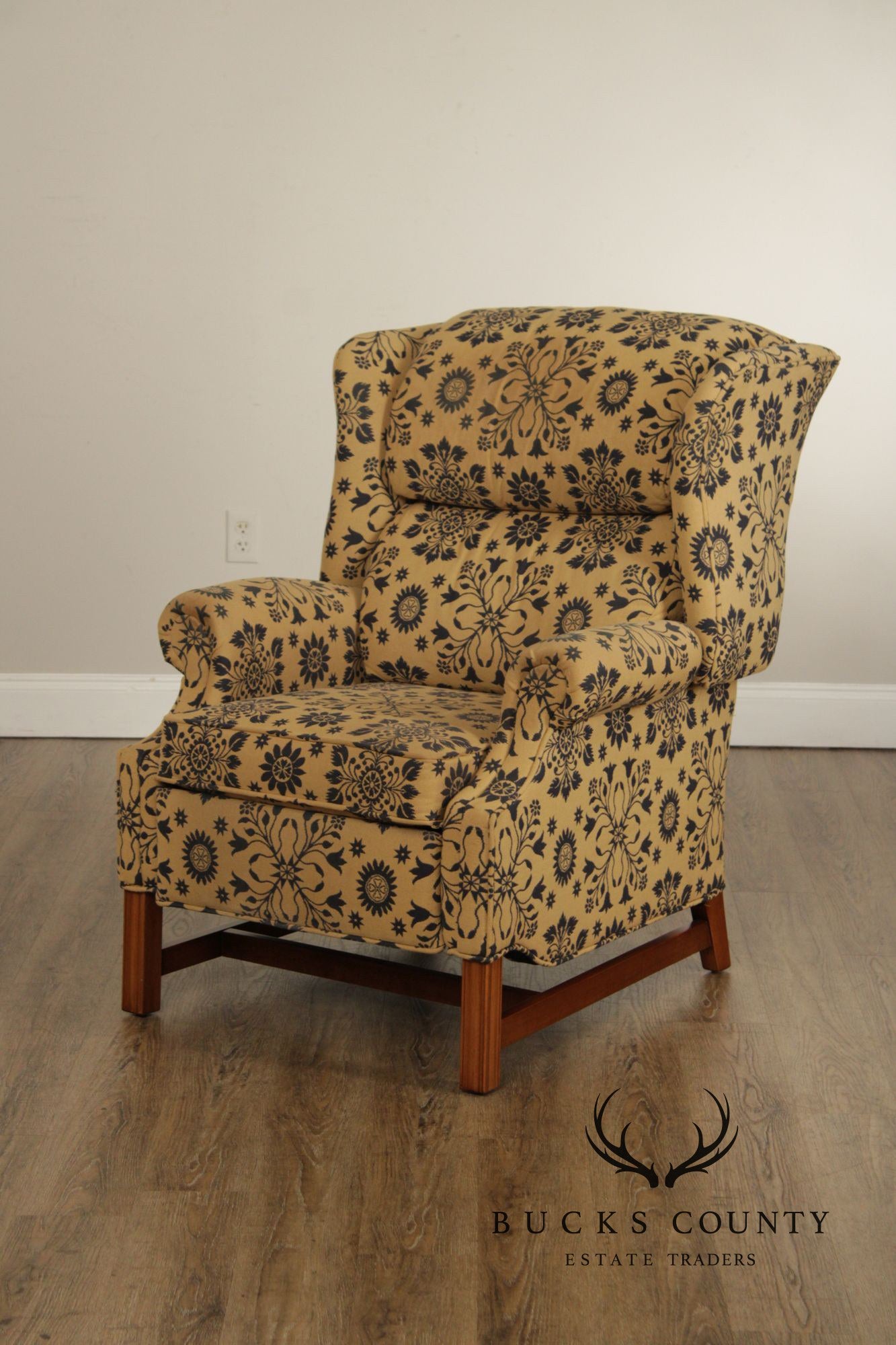 Floral Upholstered Wingback Recliner Chair