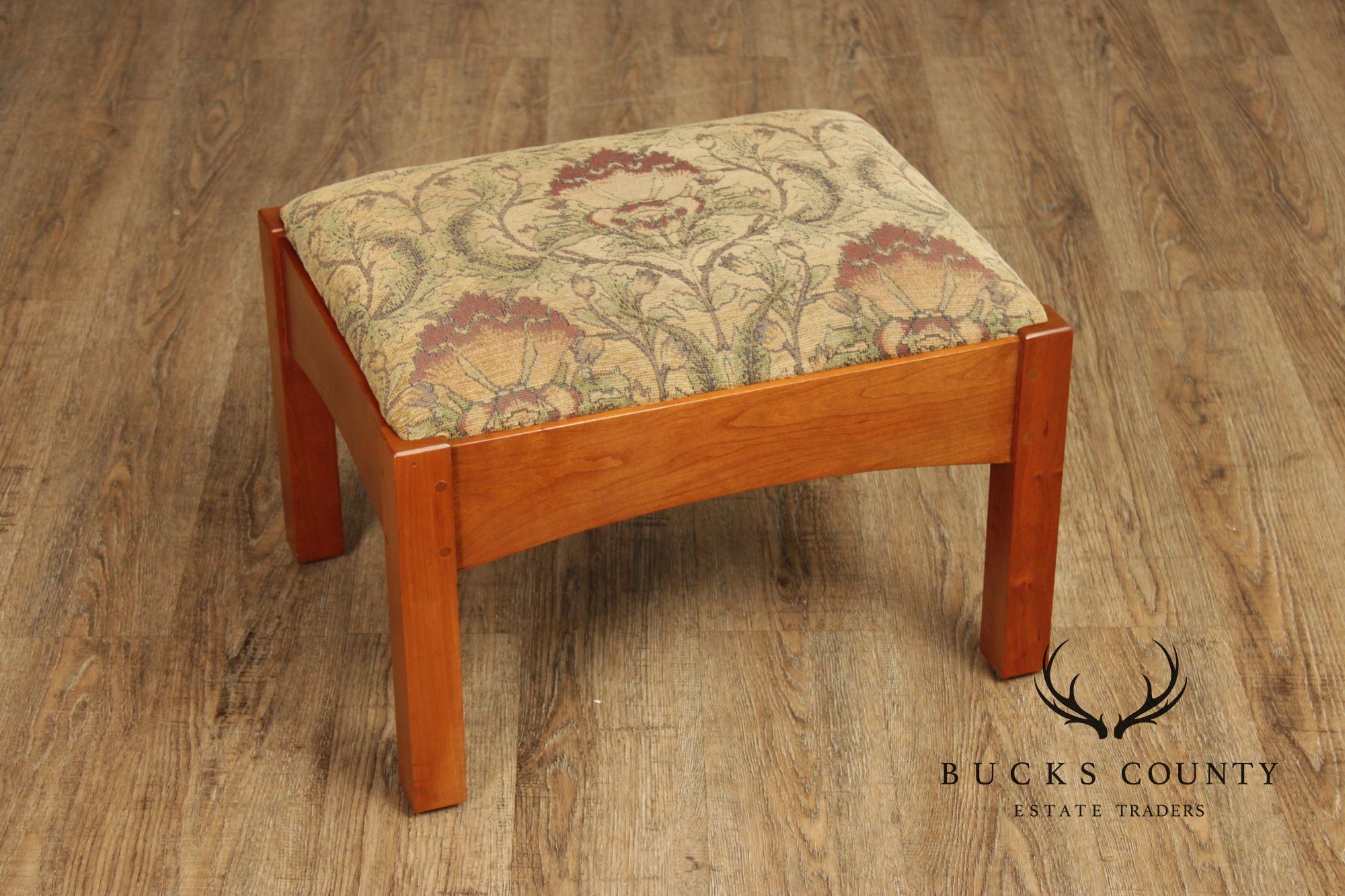 Stickley Mission Collection Cherry Footstool Ottoman With Arts & Crafts Upholstery