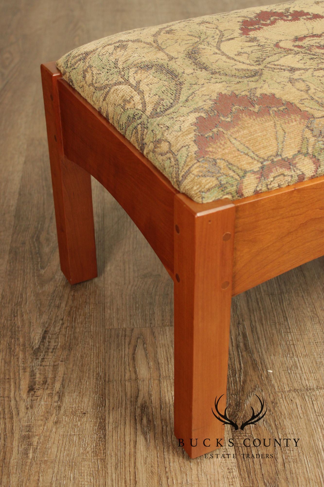 Stickley Mission Collection Cherry Footstool Ottoman With Arts & Crafts Upholstery