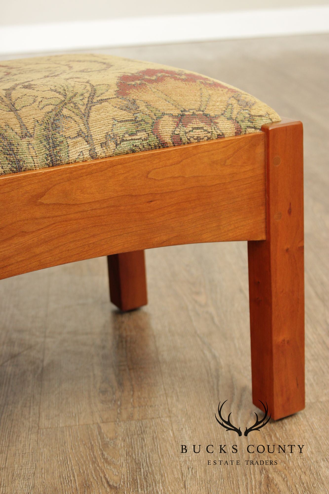 Stickley Mission Collection Cherry Footstool Ottoman With Arts & Crafts Upholstery