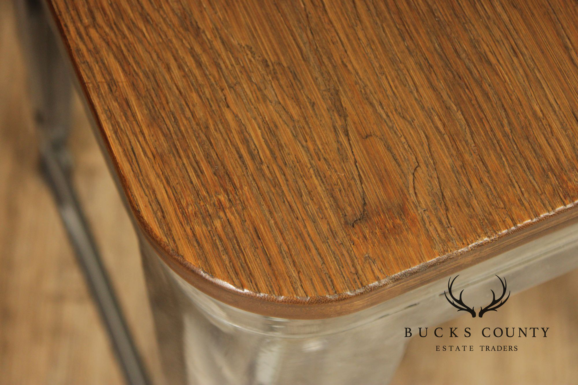 Industrial Style Metal And Wood Set Of Four Counter Stools