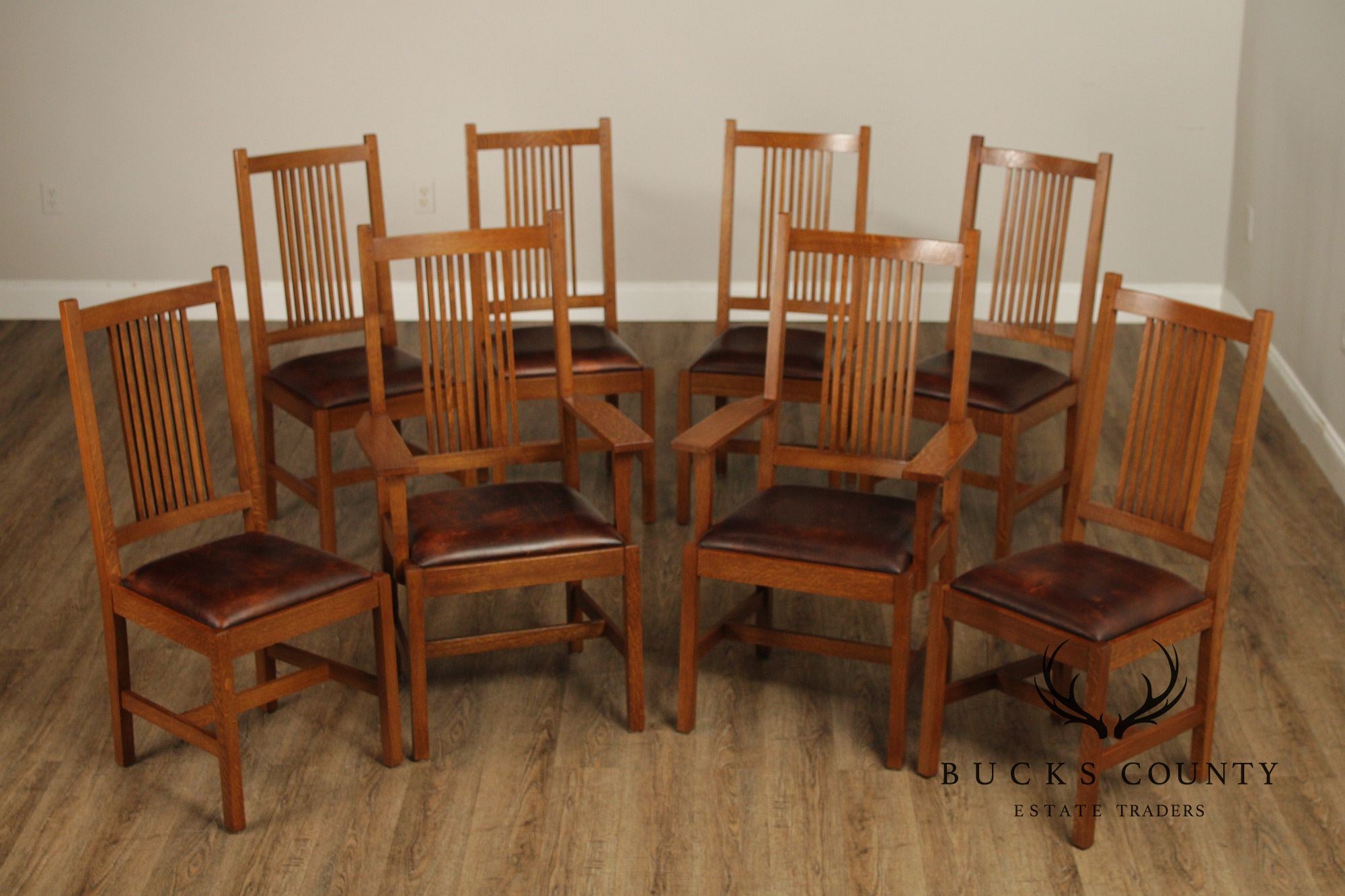 Stickley Mission Collection Set Of Eight Spindle Dining Chairs