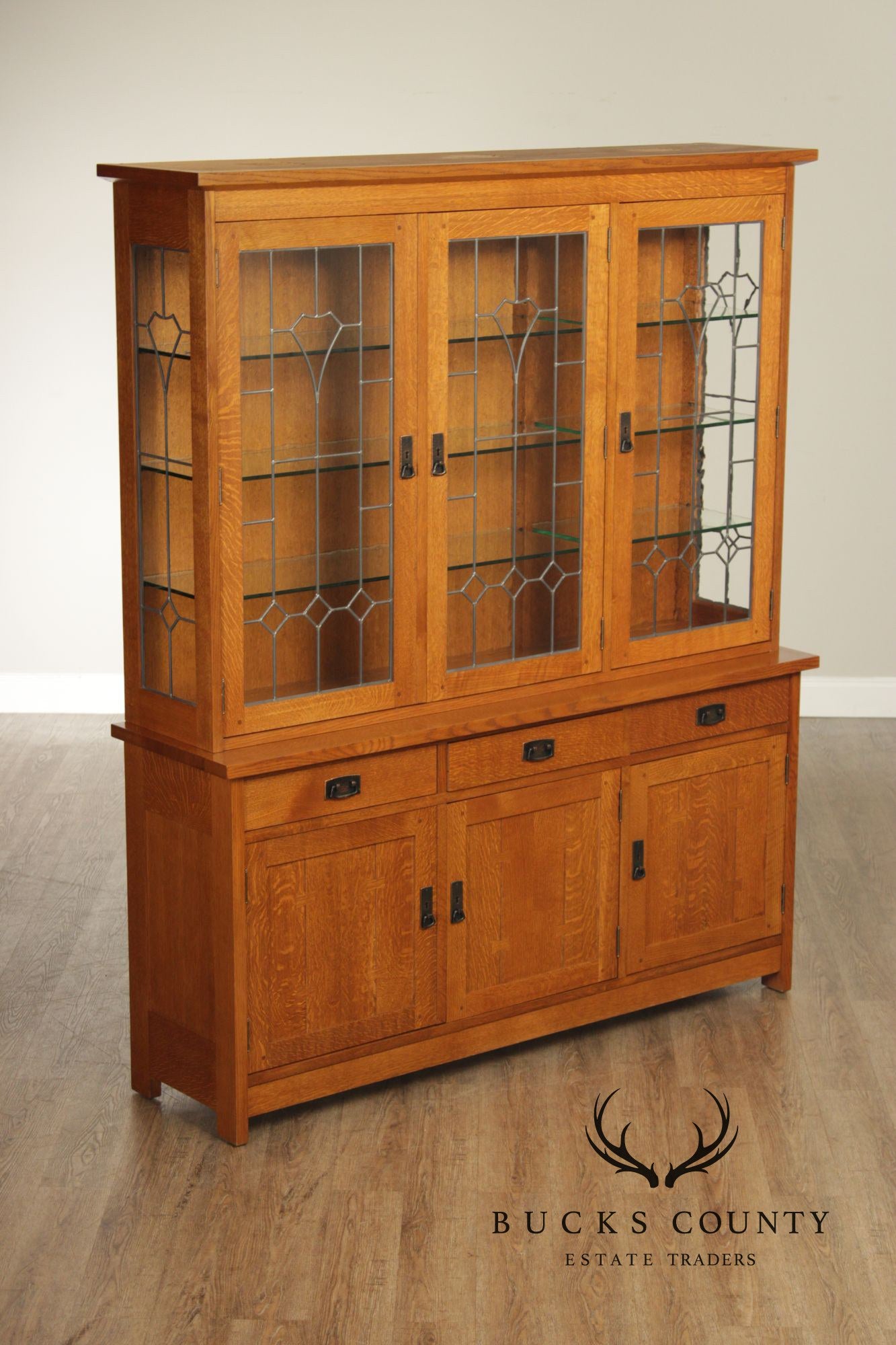 Stickley Mission Collection Oak Three-Door Buffet with China Top