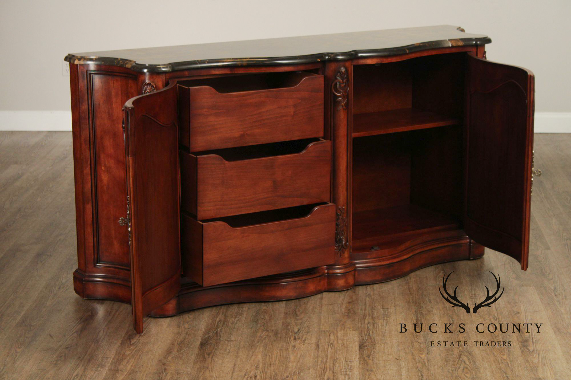 Henredon Italian Renaissance Style Marble Top Buffet