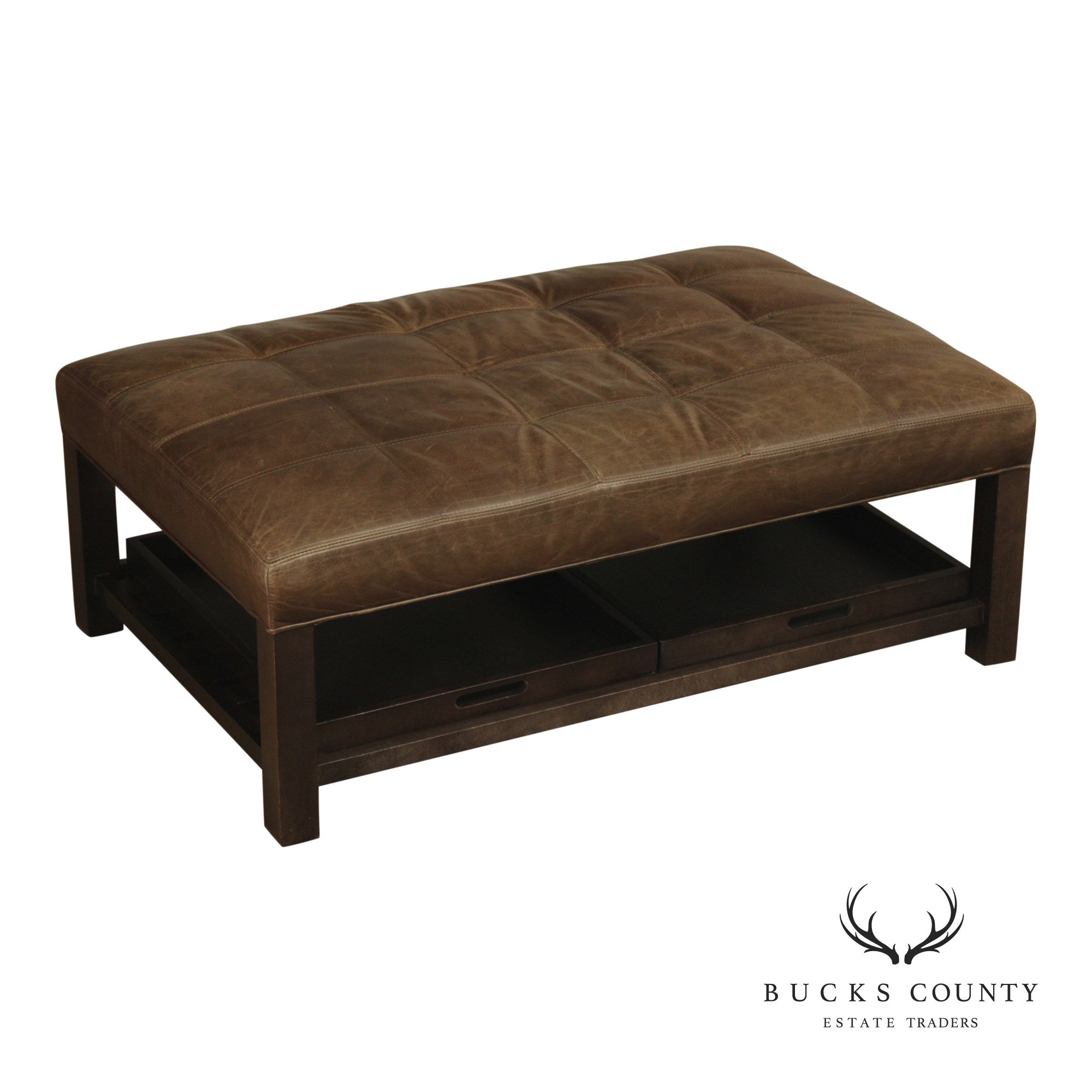Arhaus Camden Collection Leather 'Butler' Ottoman