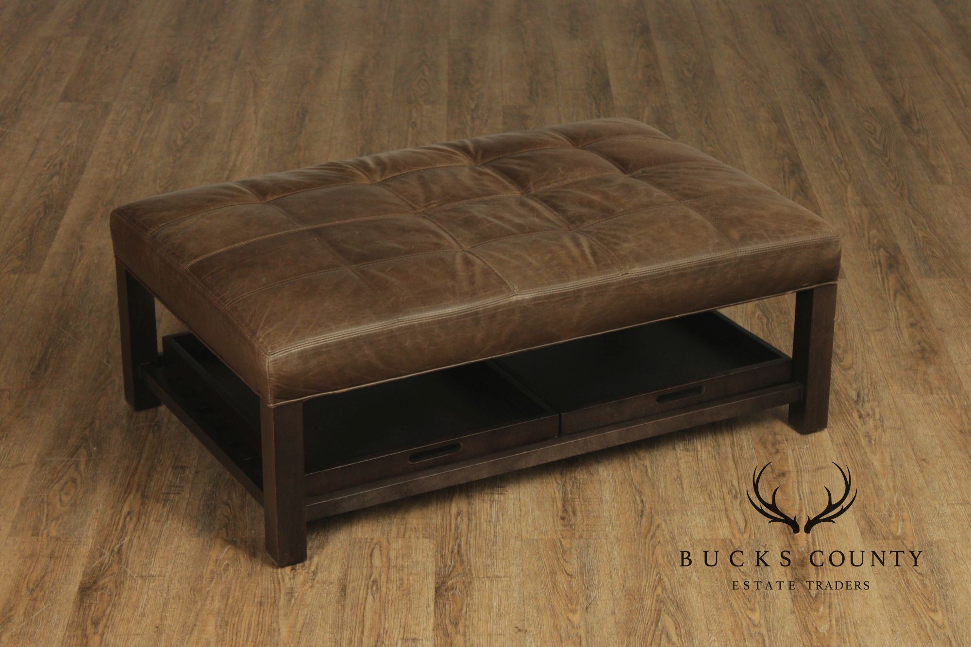 Arhaus Camden Collection Leather 'Butler' Ottoman