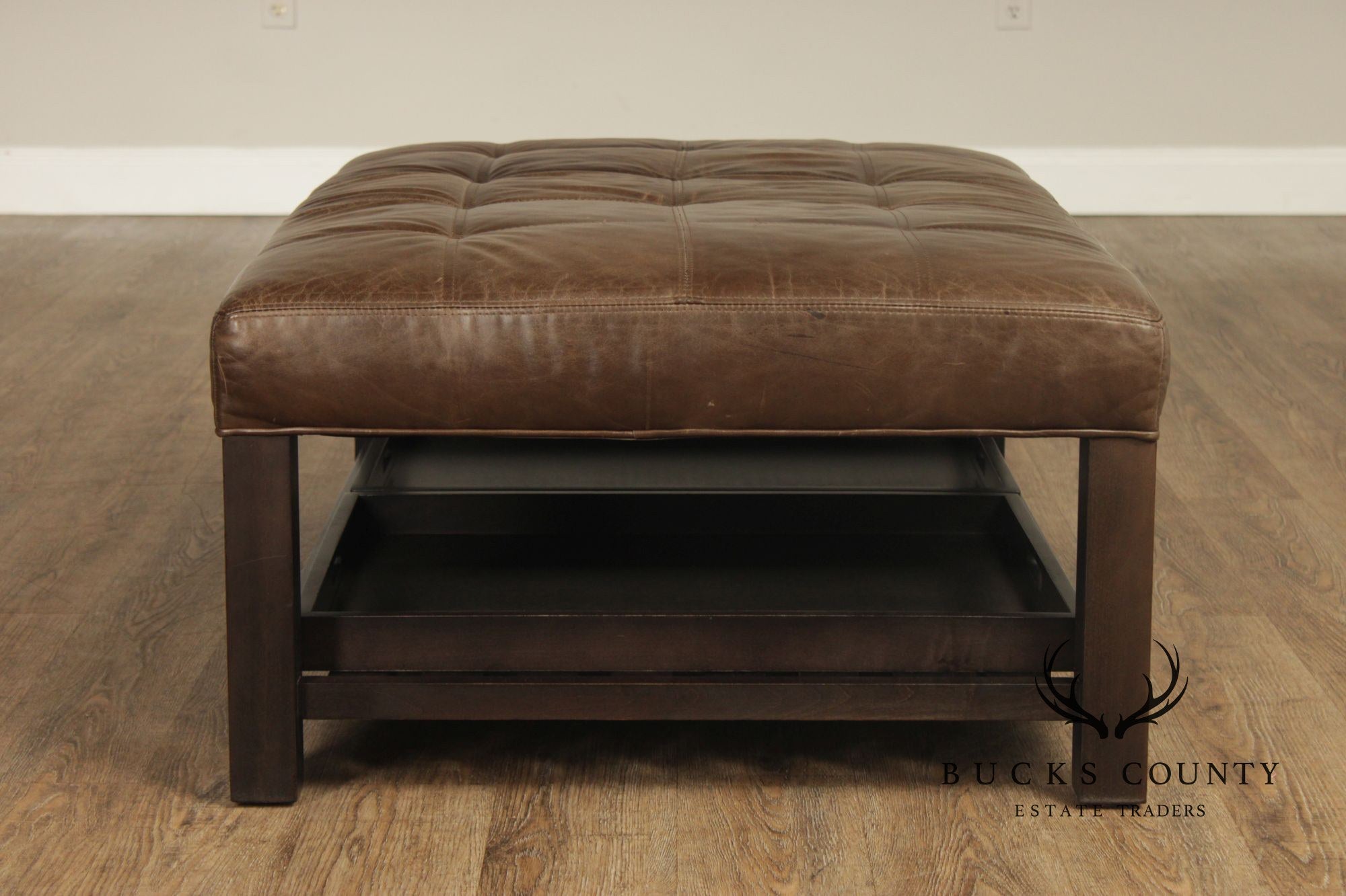 Arhaus Camden Collection Leather 'Butler' Ottoman