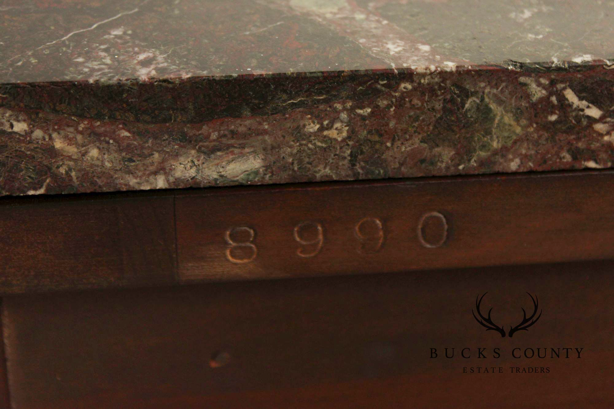 Irish Georgian Style Carved Mahogany Marble Top Sideboard