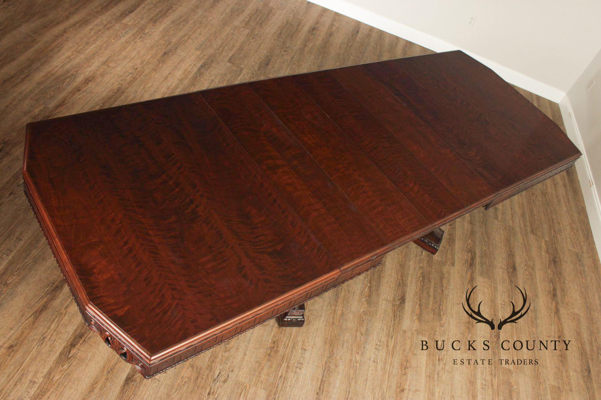 Exceptional Renaissance Revival Style Carved Mahogany Expandable Dining Table