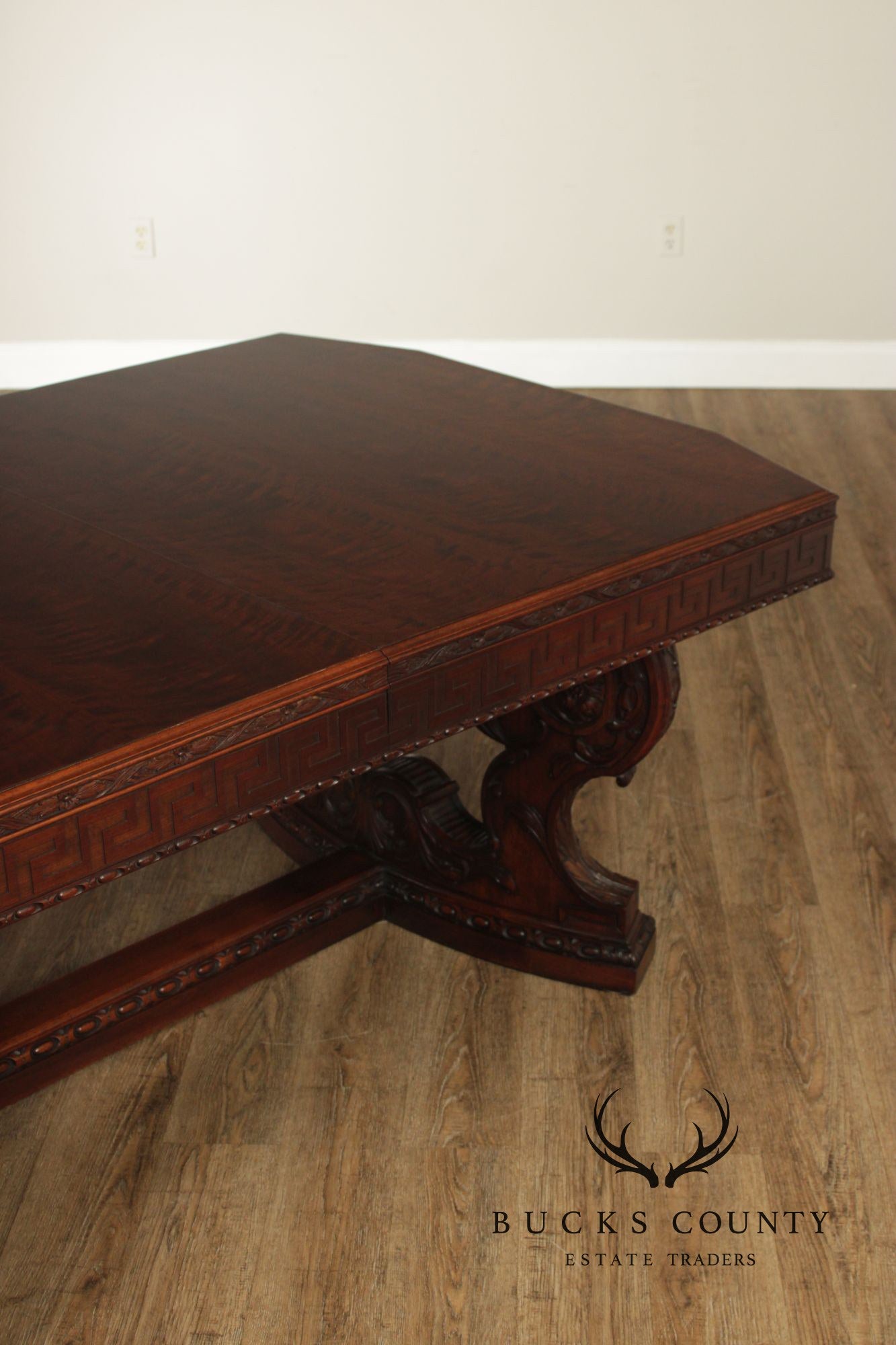 Exceptional Renaissance Revival Style Carved Mahogany Expandable Dining Table