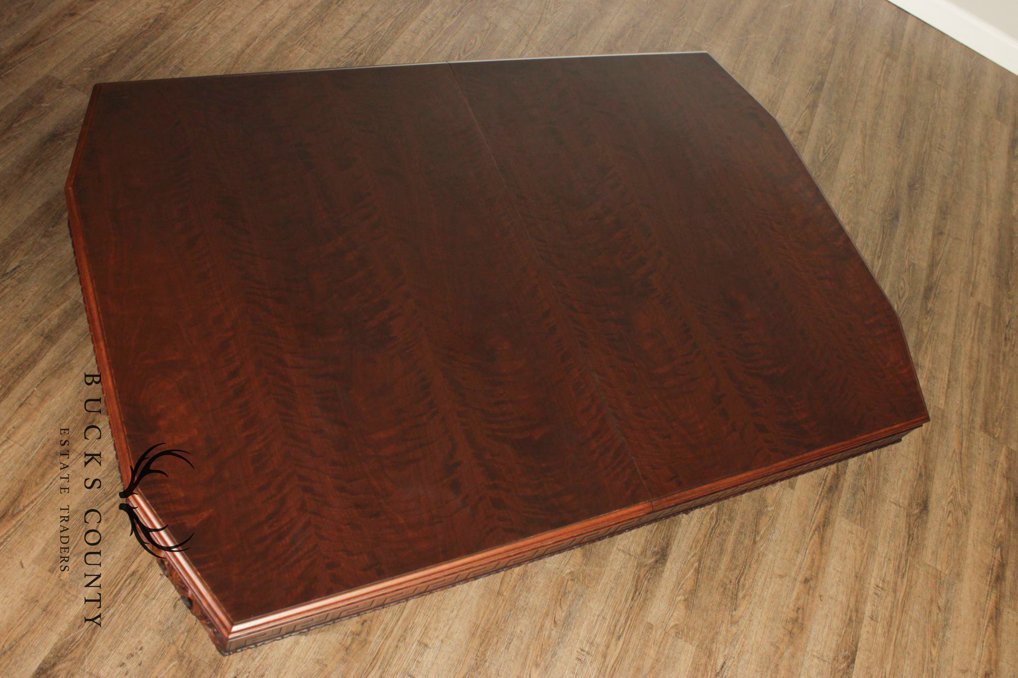 Exceptional Renaissance Revival Style Carved Mahogany Expandable Dining Table