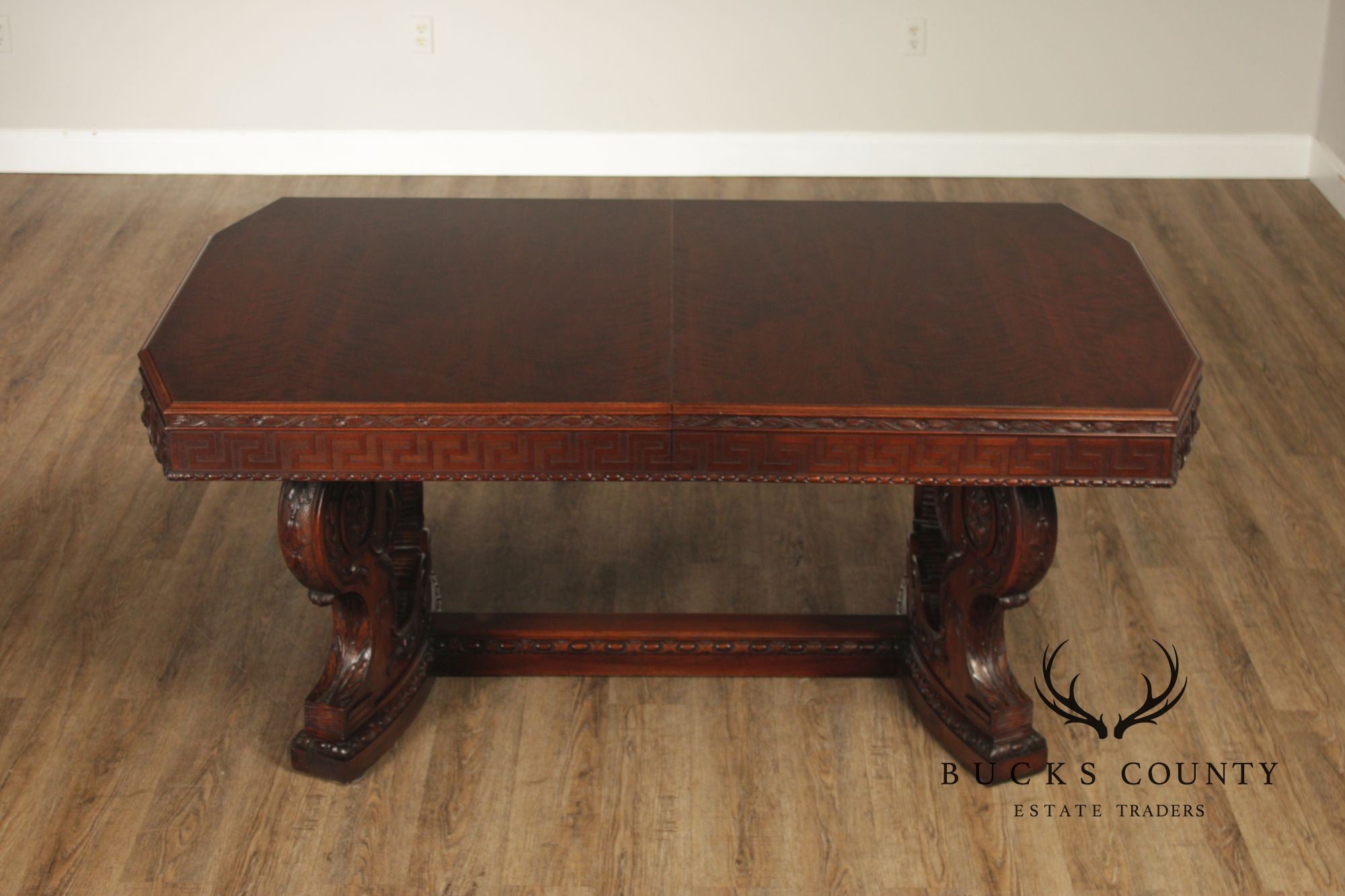 Exceptional Renaissance Revival Style Carved Mahogany Expandable Dining Table