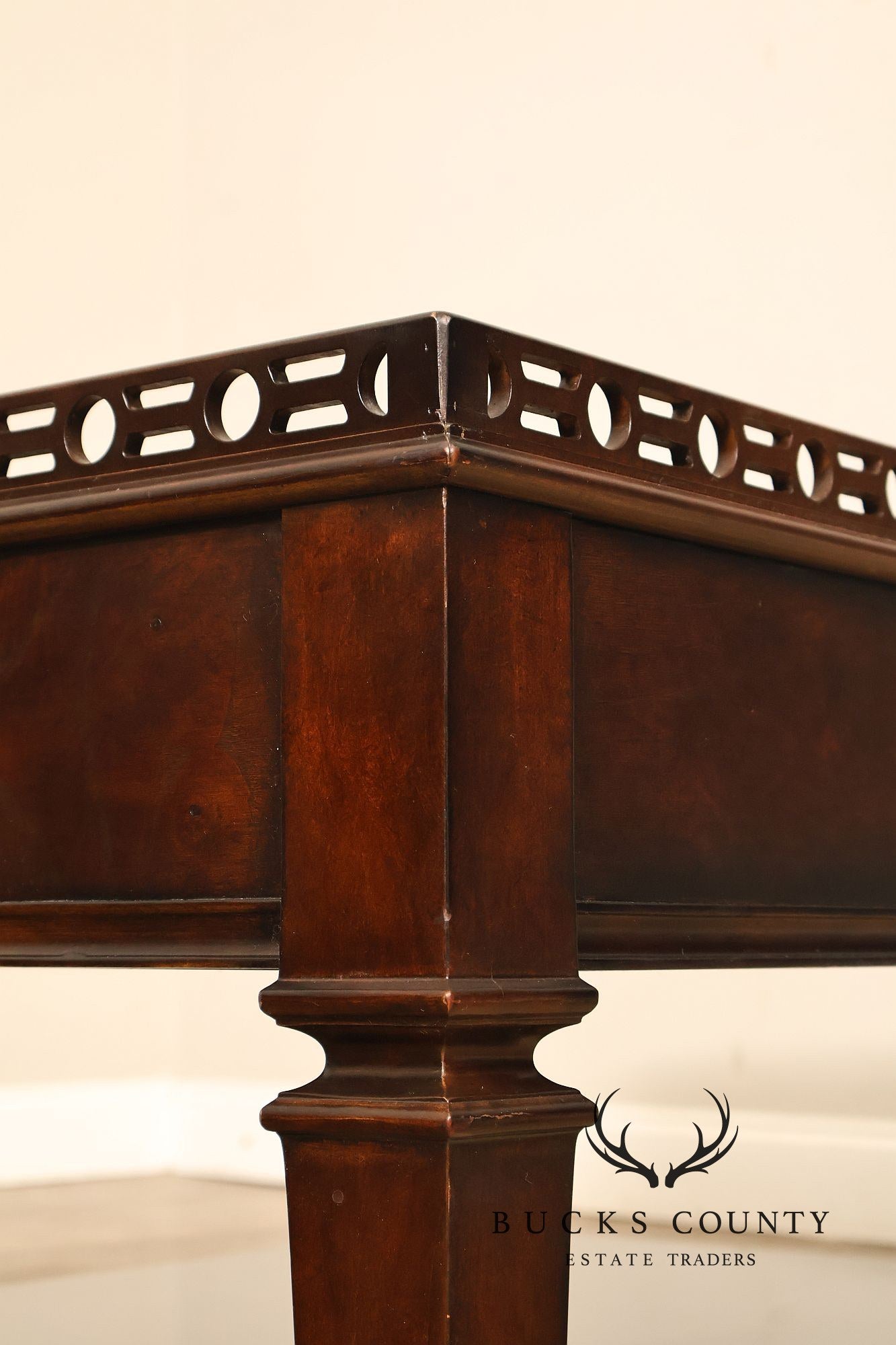 Century Furniture Large Mahogany Two Drawer Gallery Top Rectangular Cocktail Coffee Table