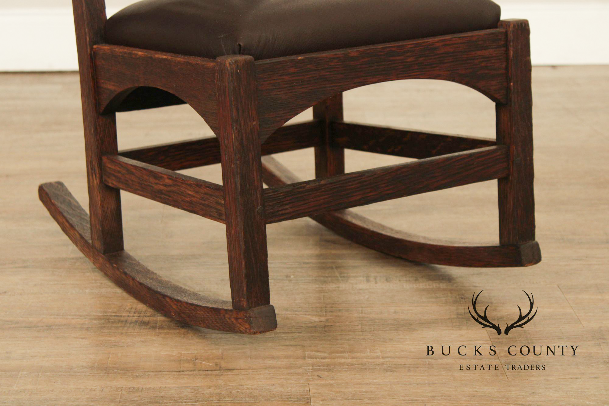 Antique Gustav Stickley Harvey Ellis Style Oak Sewing Rocker