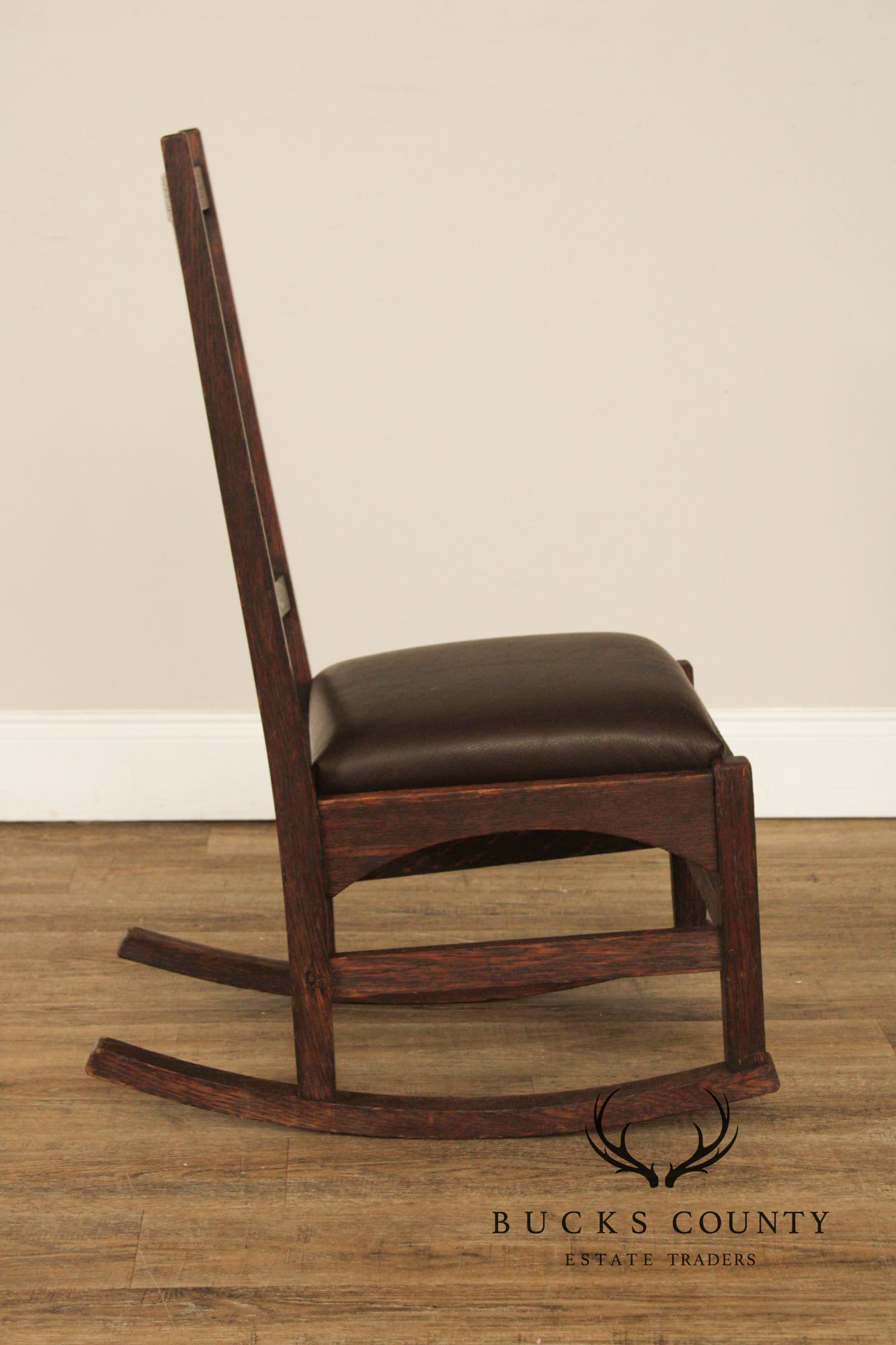 Antique Gustav Stickley Harvey Ellis Style Oak Sewing Rocker