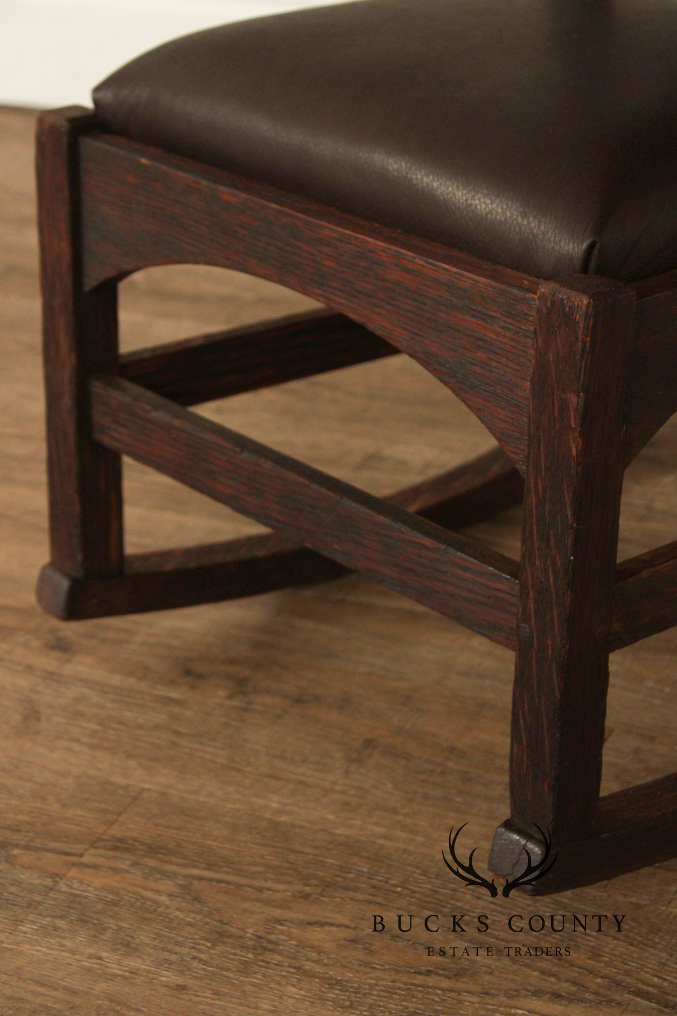 Antique Gustav Stickley Harvey Ellis Style Oak Sewing Rocker