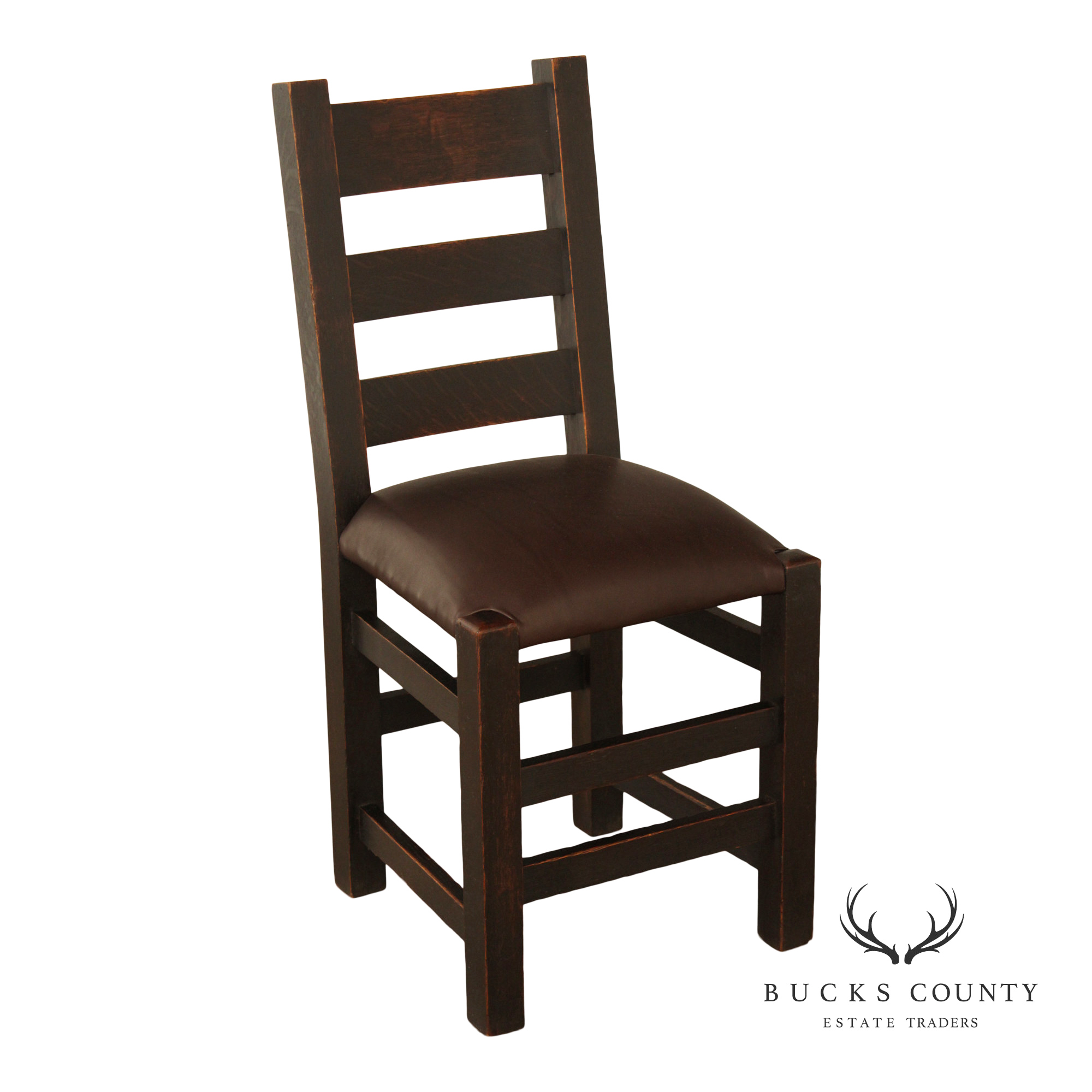 Joseph McHugh Antique Mission Oak Ladder Back Side Chair