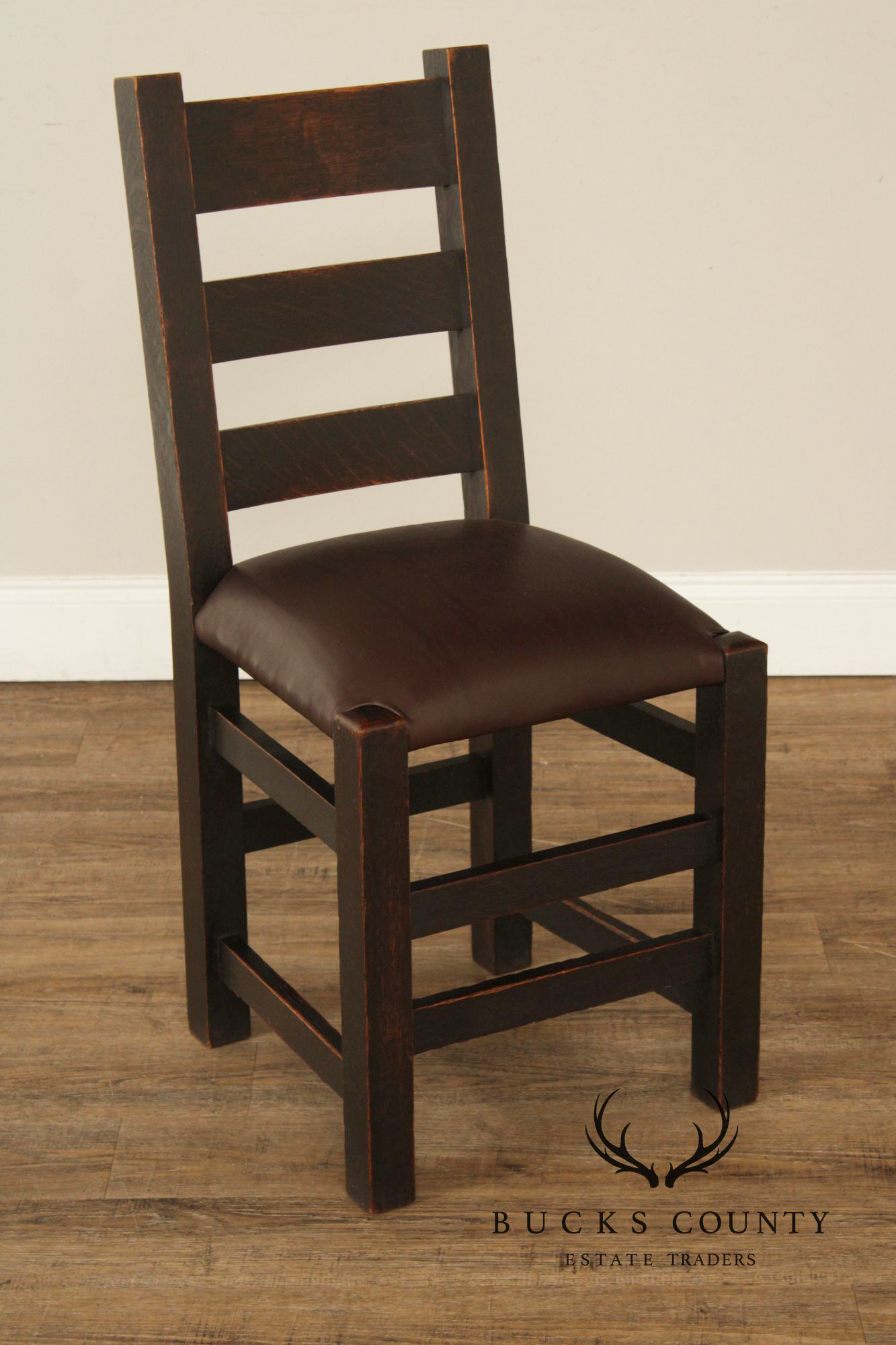 Joseph McHugh Antique Mission Oak Ladder Back Side Chair