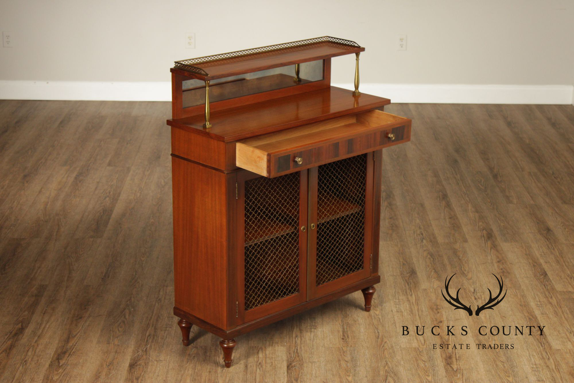 Regency Style Mahogany Chiffonier Bar Cabinet