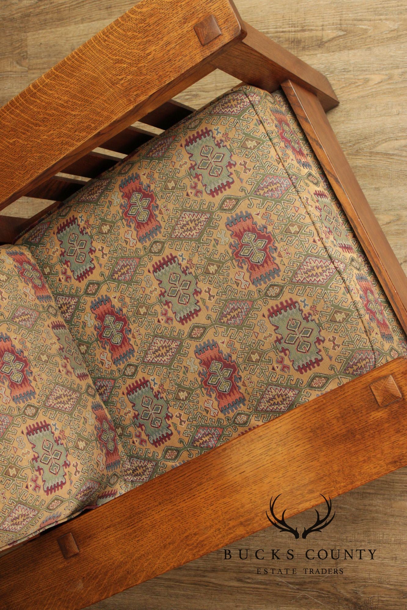 Stickley Mission Oak Collection Bow Arm Morris Chair and Ottoman