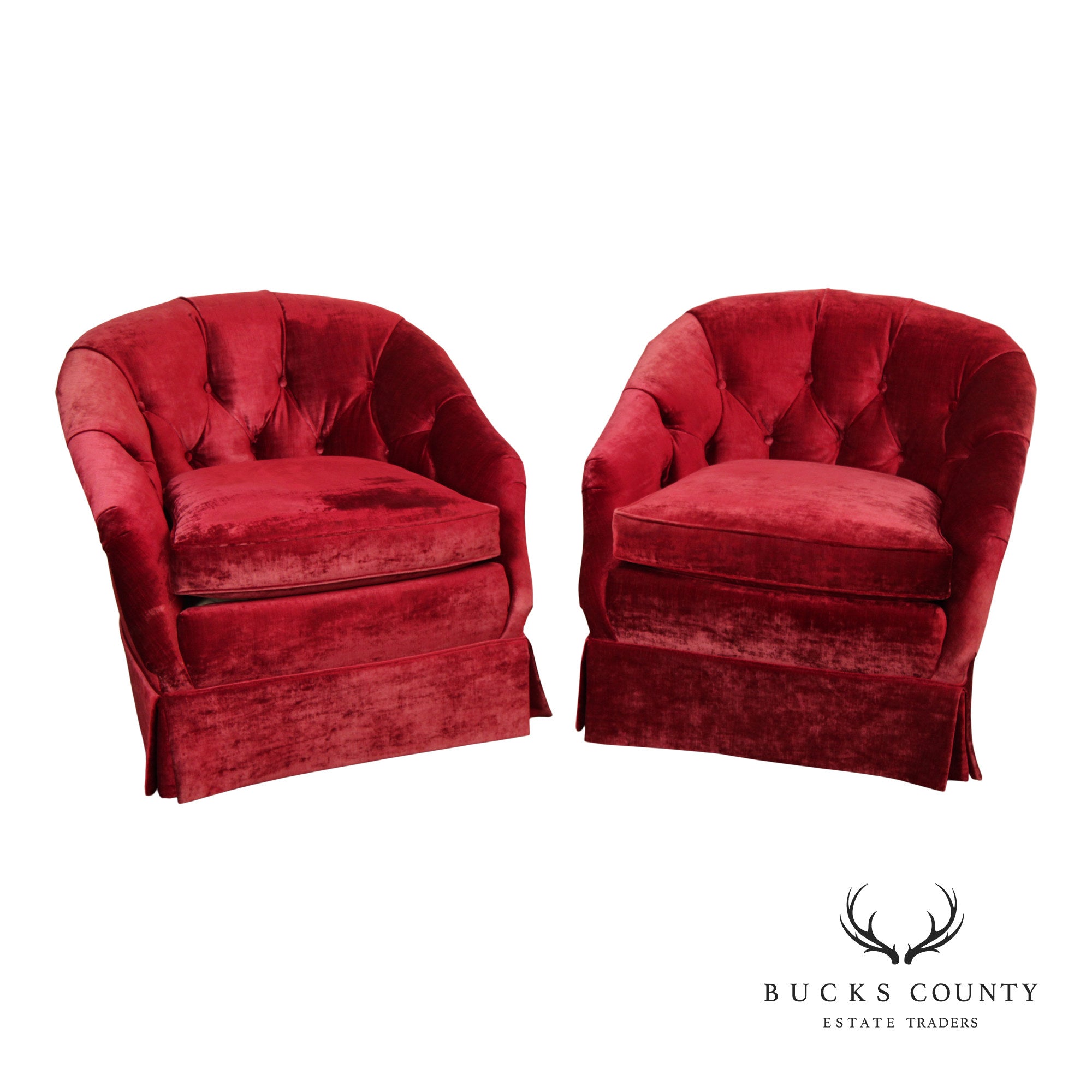 Sherrill Furniture Pair of Tufted Velvet Club Chairs