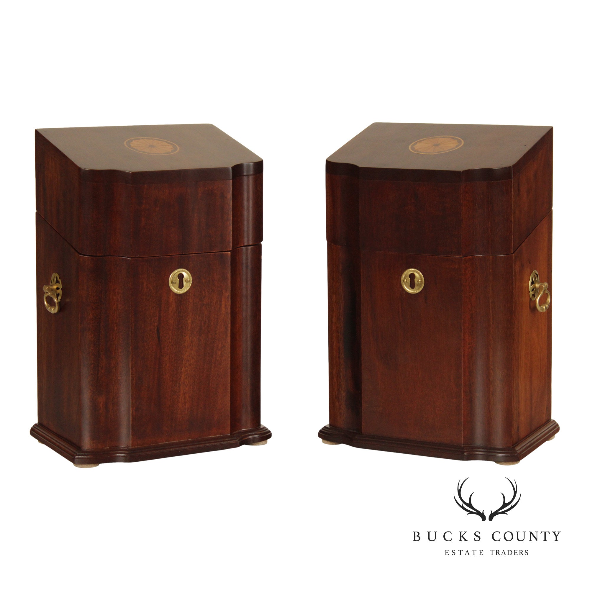 Federal Style Pair Of Mahogany Inlaid Knife Boxes