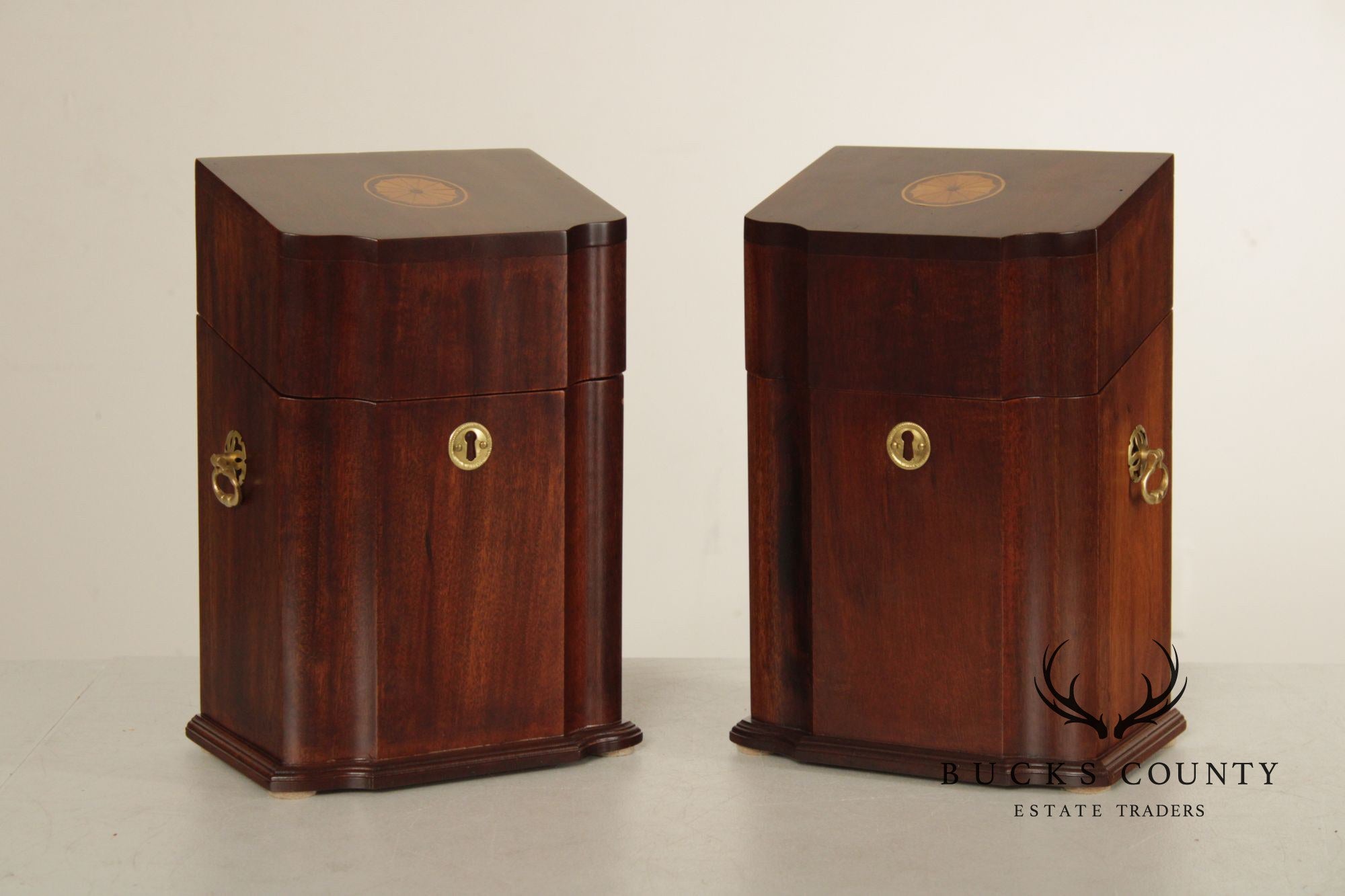 Federal Style Pair Of Mahogany Inlaid Knife Boxes